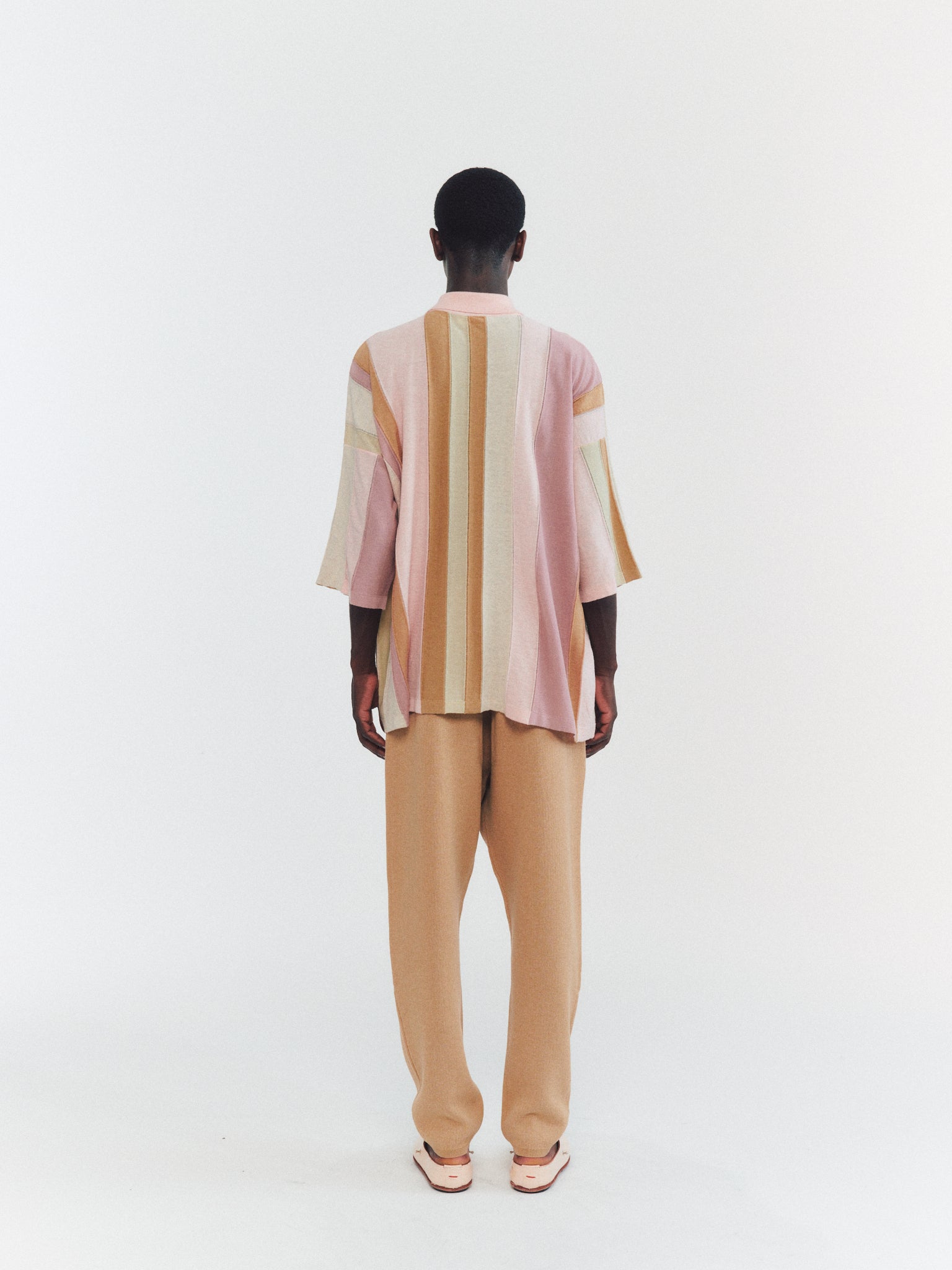 SHIRT - STRIPE PATCHWORK - PINK/BEIGE STRIPES