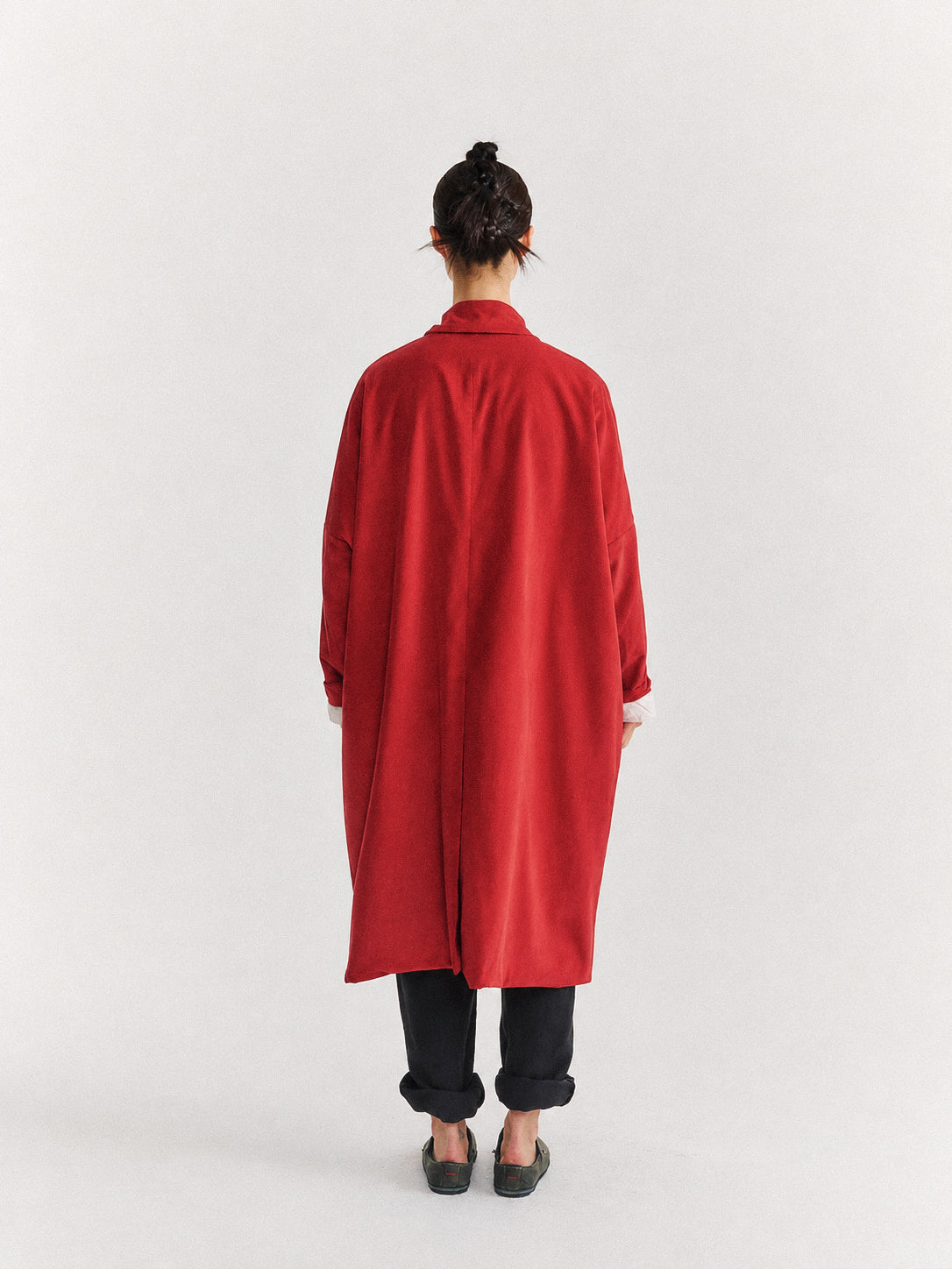 BIG BLOBBY COAT - VELVET - RED