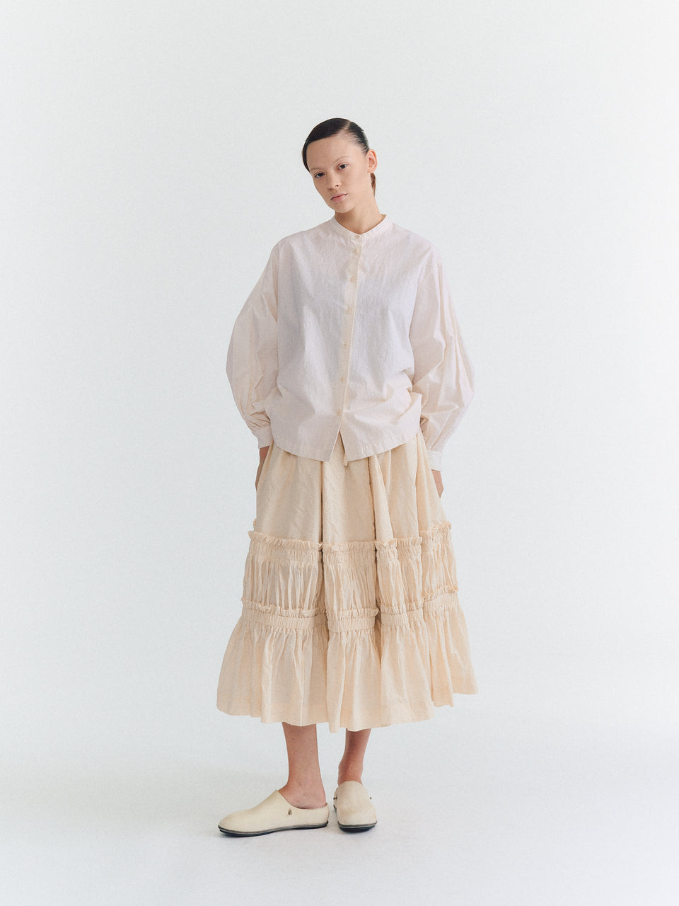 CHEMISE BIGGY GRANDAD - H COT - NATUREL