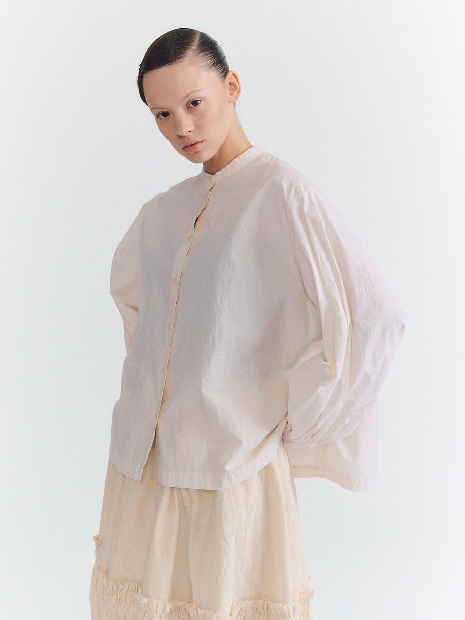 BIGGY GRANDAD SHIRT - H COT - NATURAL
