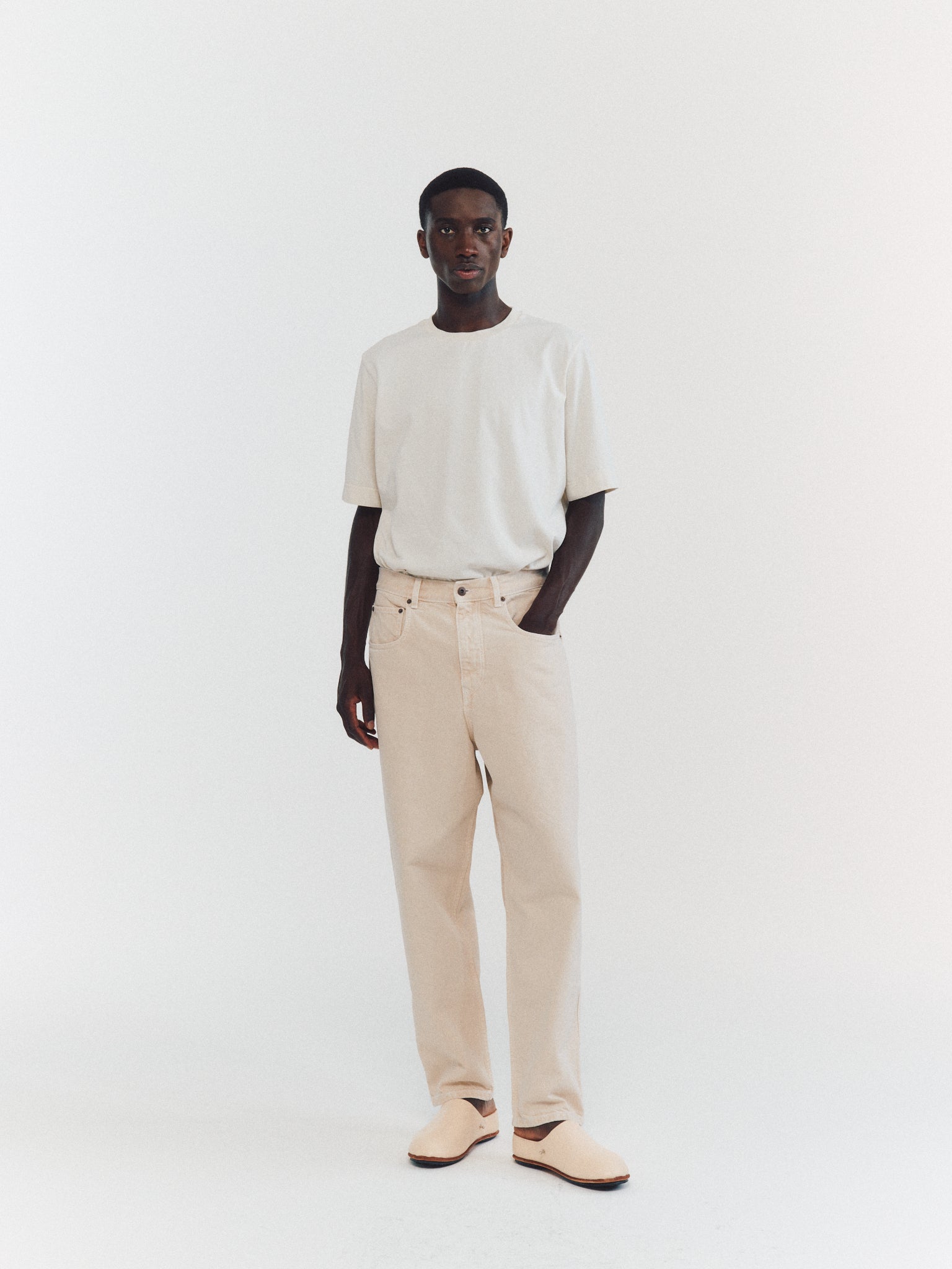 PANTALON EN DENIM LEO - DENIM - IVOIRE