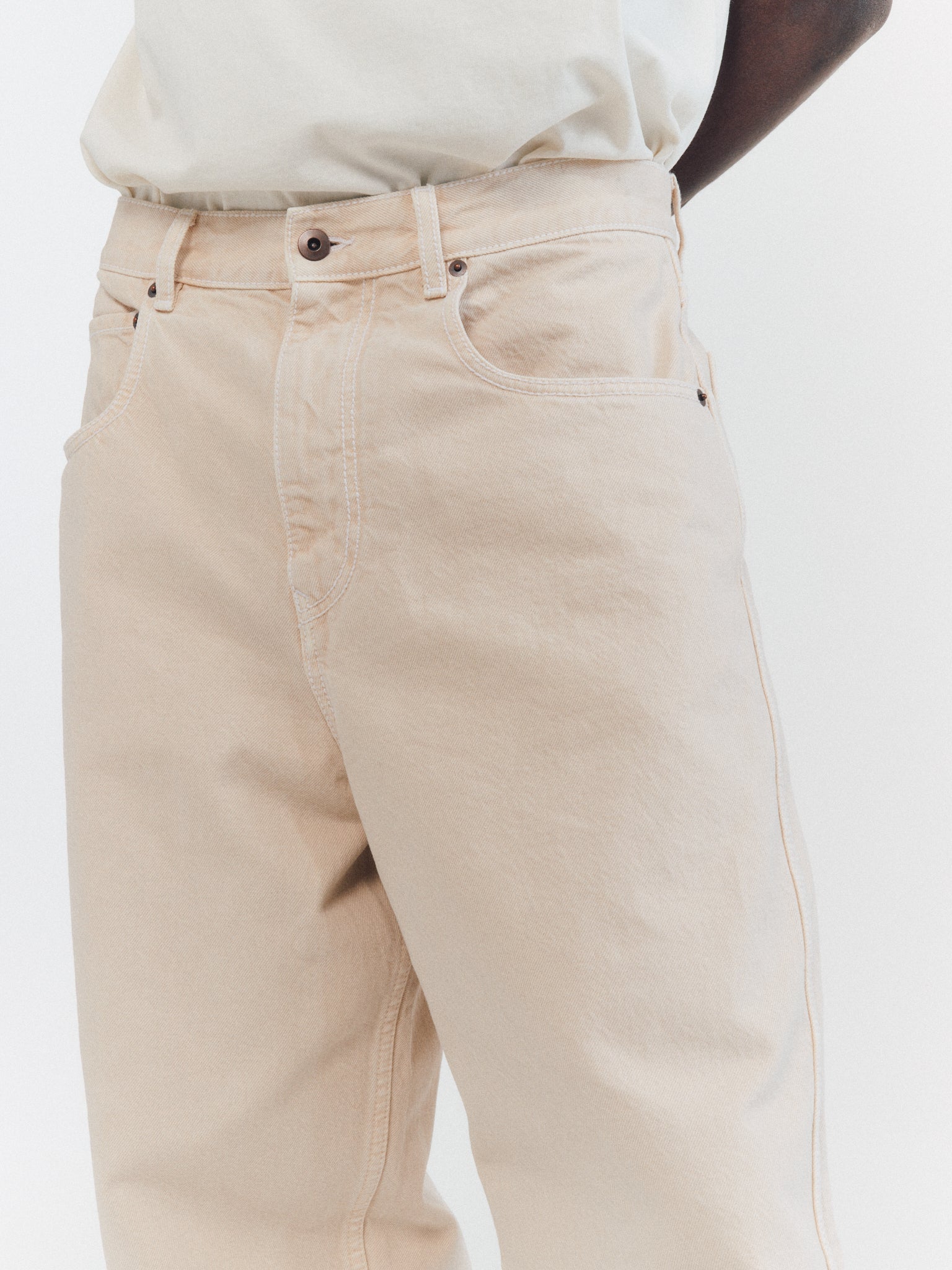 PANTALON EN DENIM LEO - DENIM - IVOIRE