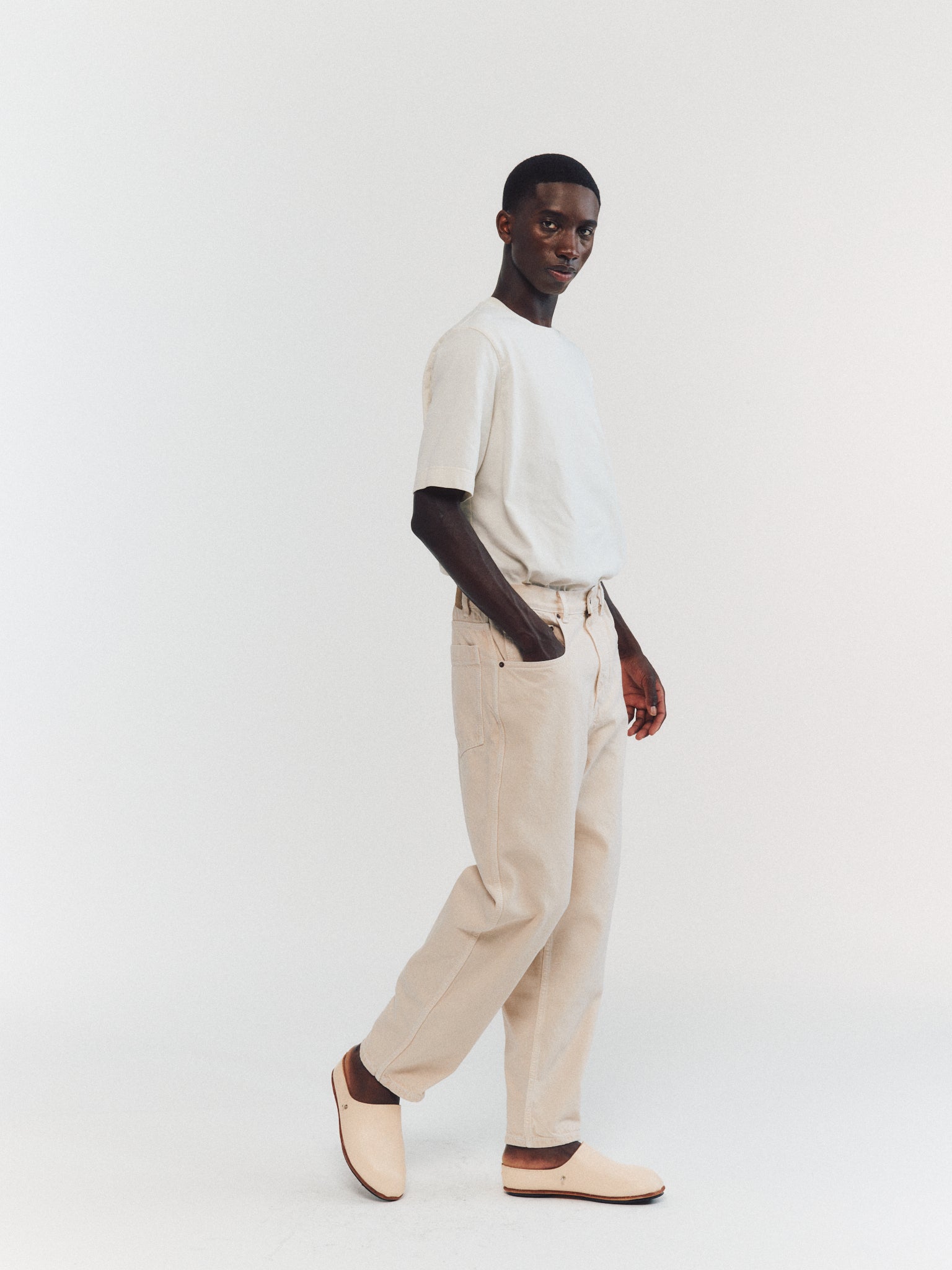 PANTALON EN DENIM LEO - DENIM - IVOIRE