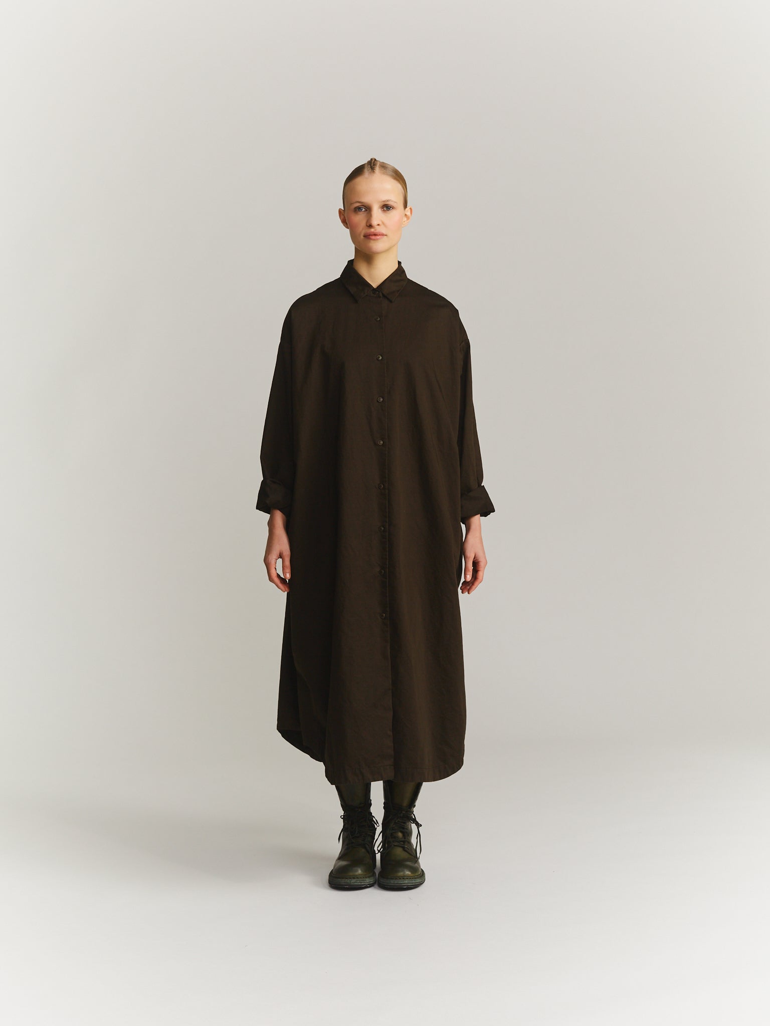 TIPPY DRESS - SAT - DARK KHAKI