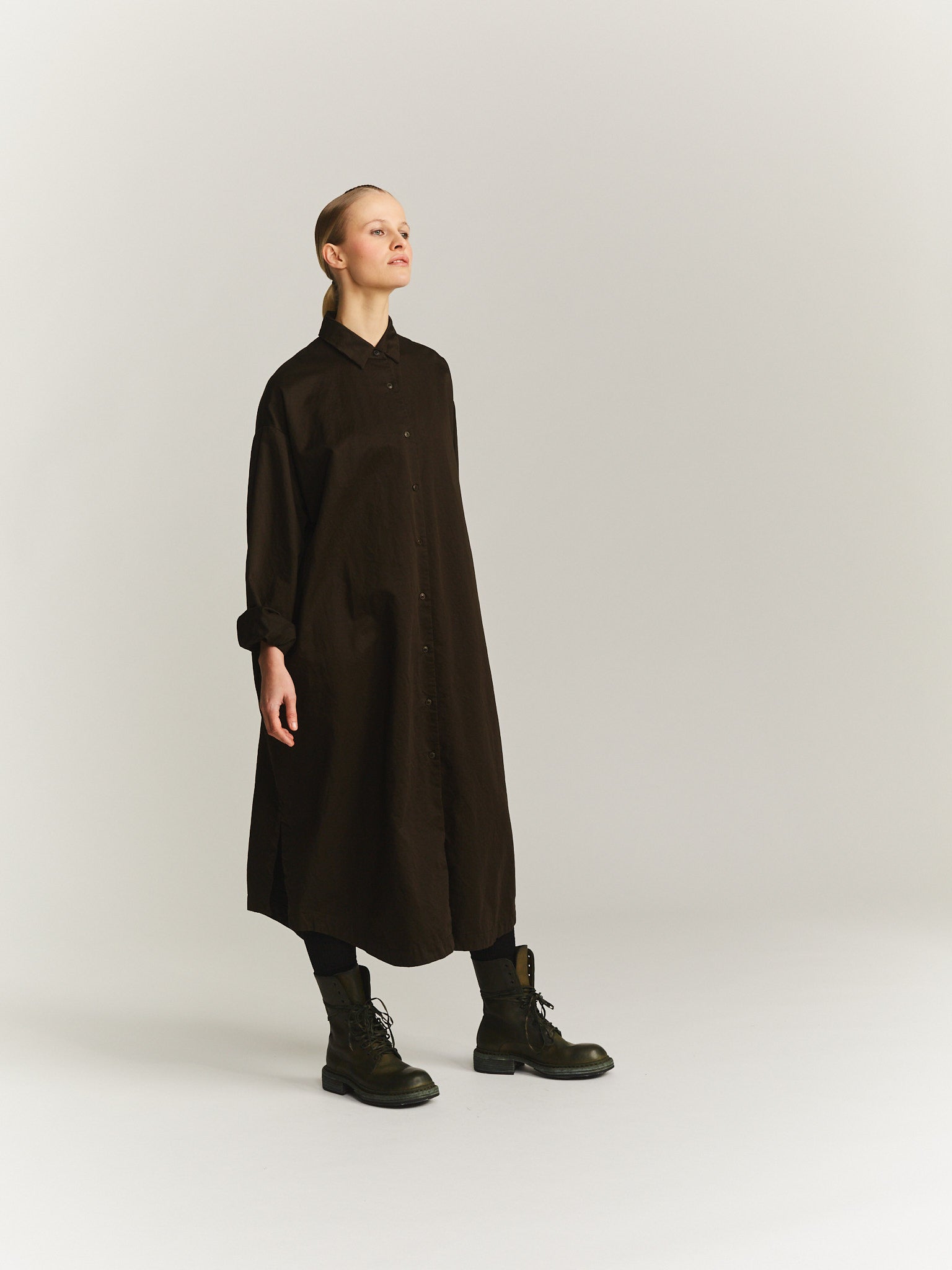 TIPPY DRESS - SAT - DARK KHAKI
