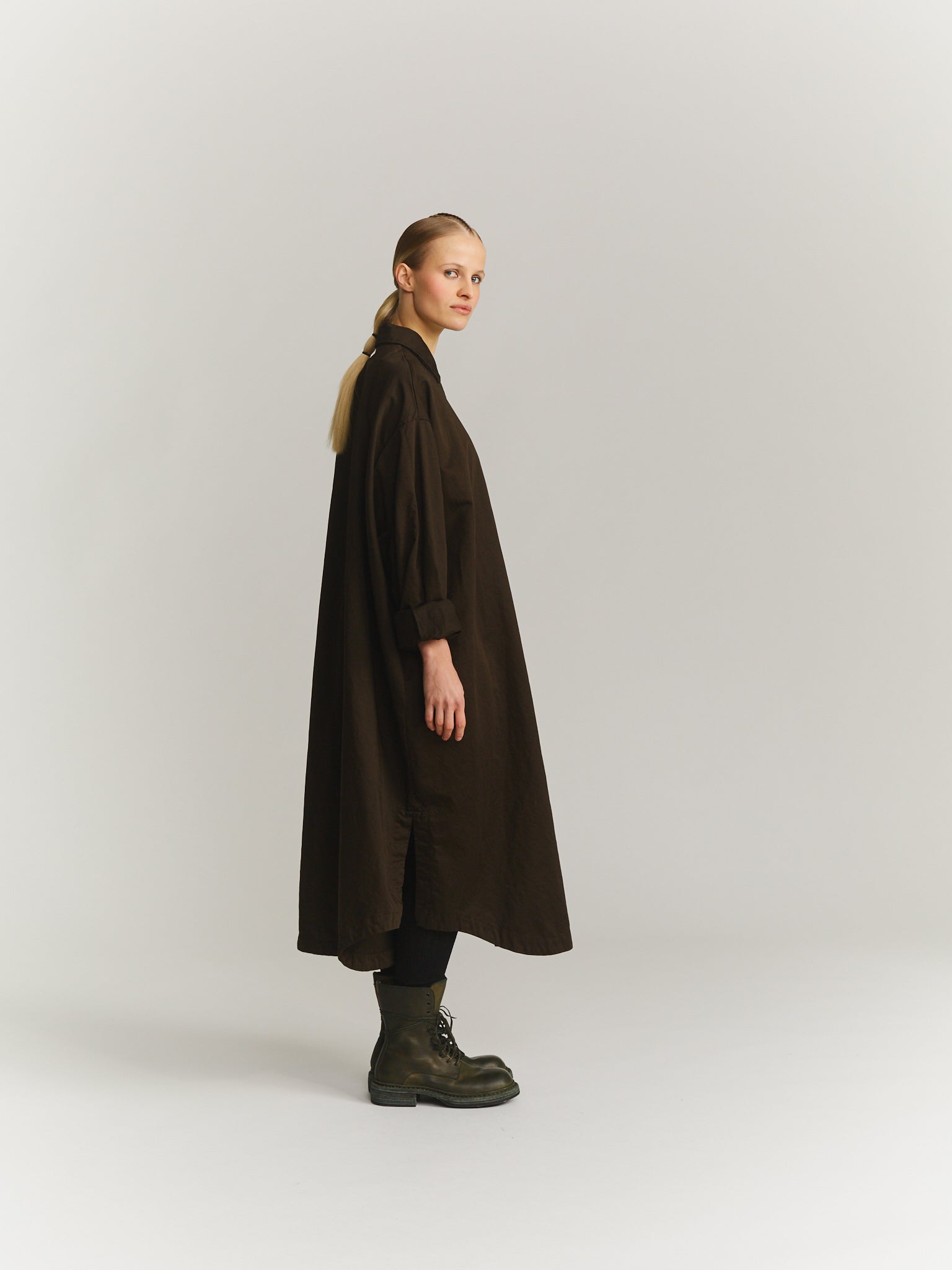 TIPPY DRESS - SAT - DARK KHAKI