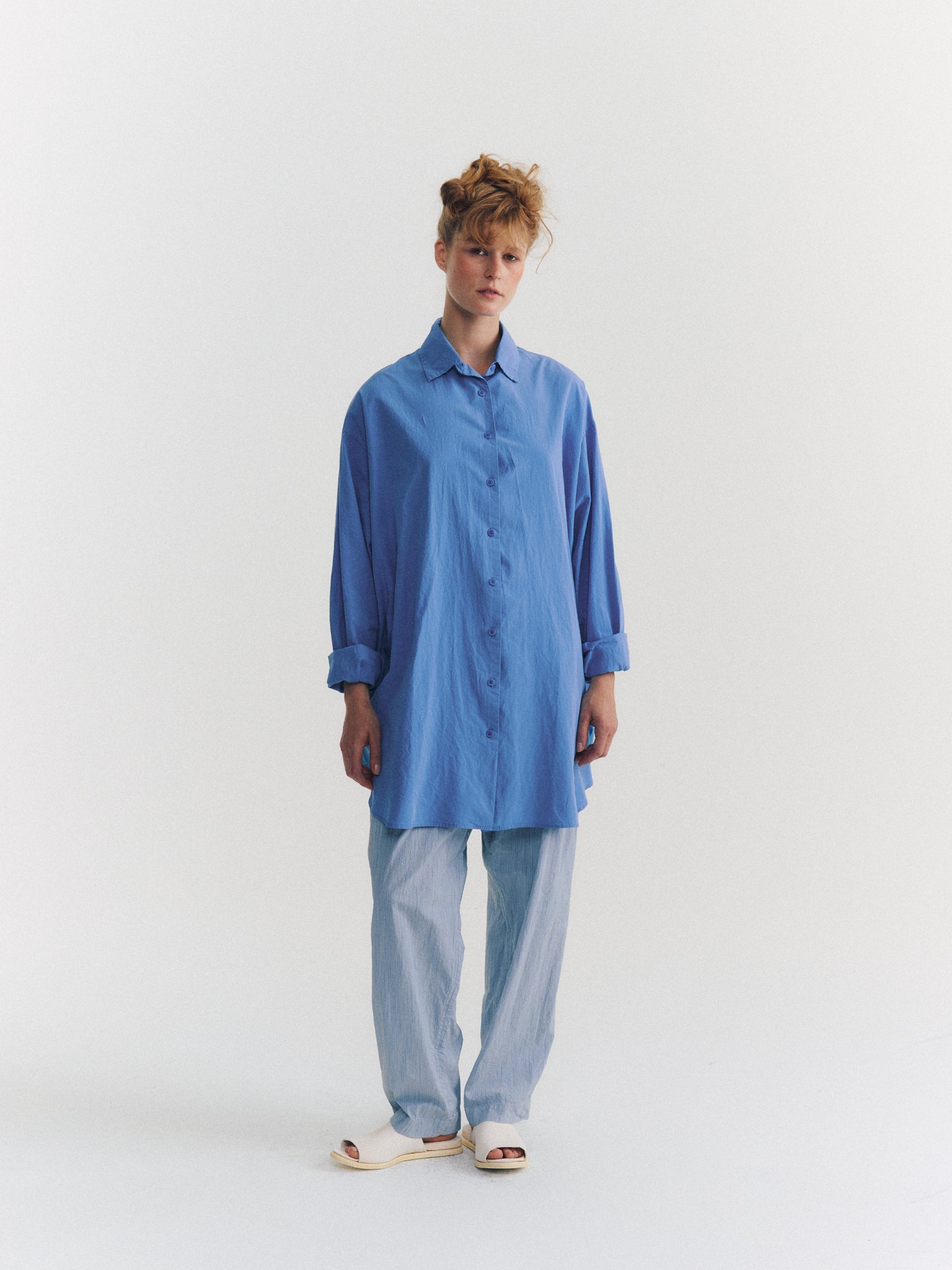 TIPPY SHIRT - CHALK POPLIN - L BLUE
