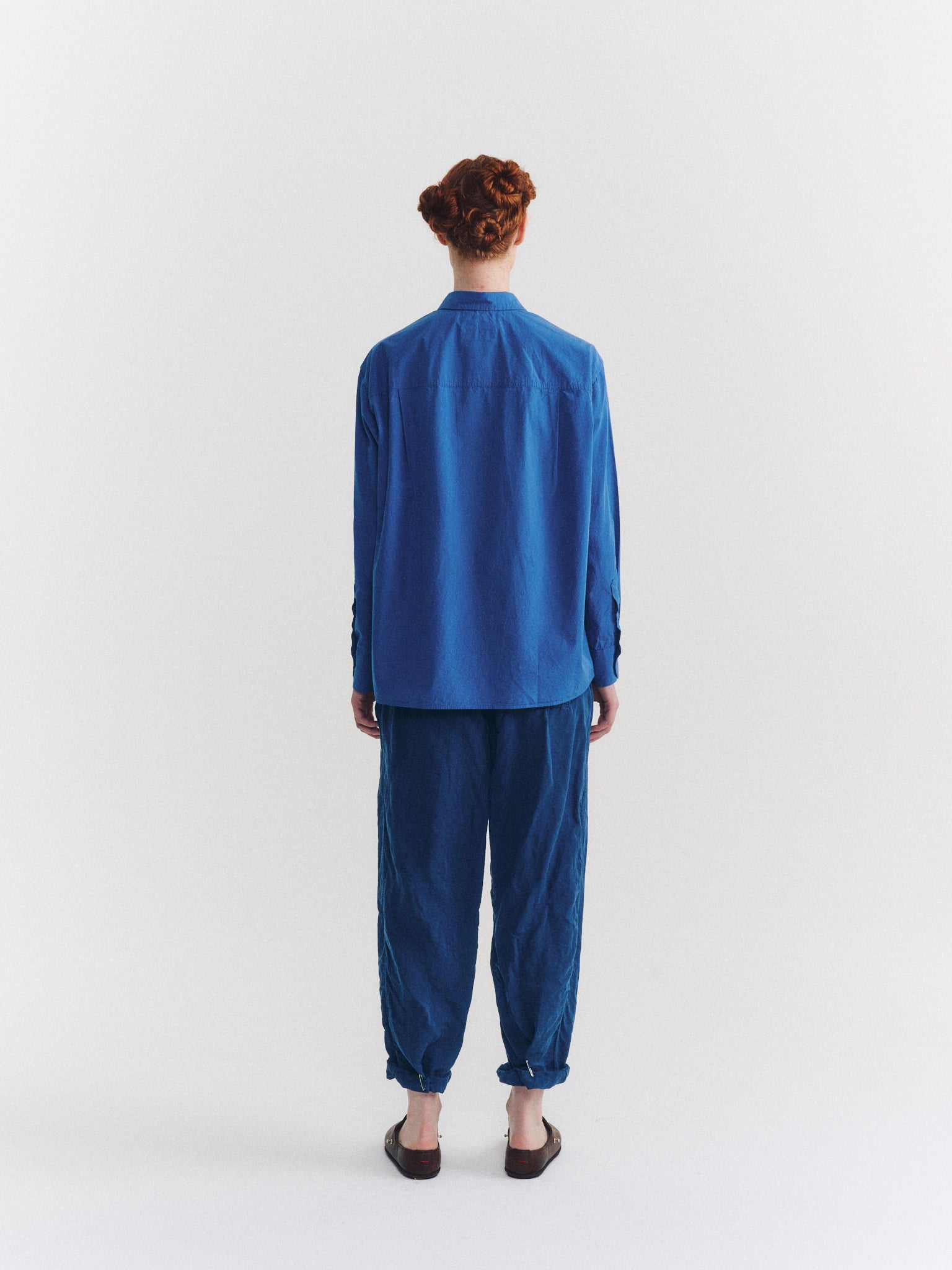 CHEMISE DRAYS TRAVAIL - POPELINE CHALK - BLEU MOYEN