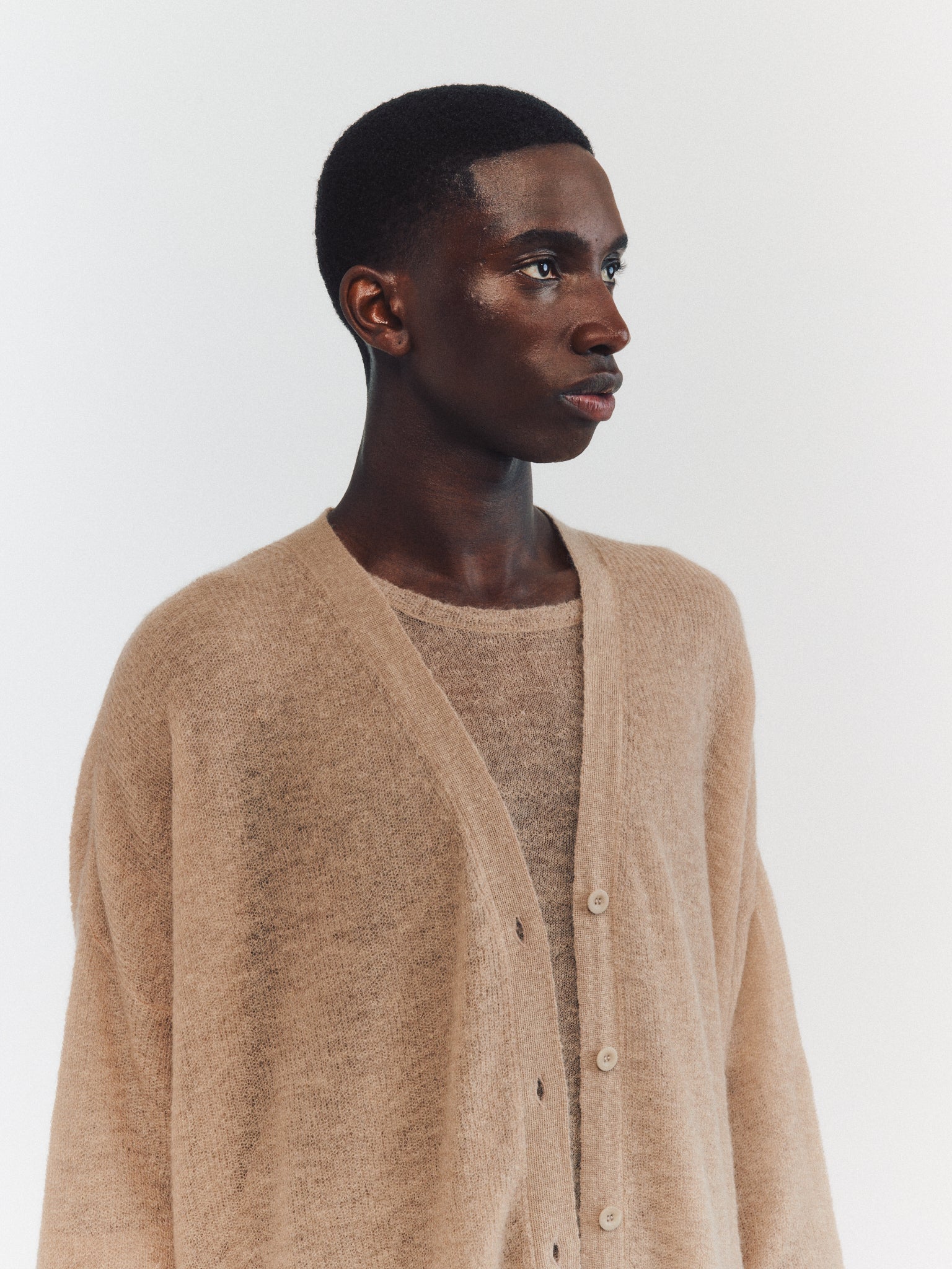CARDIGAN - MOHAIR VOILE - JUTE