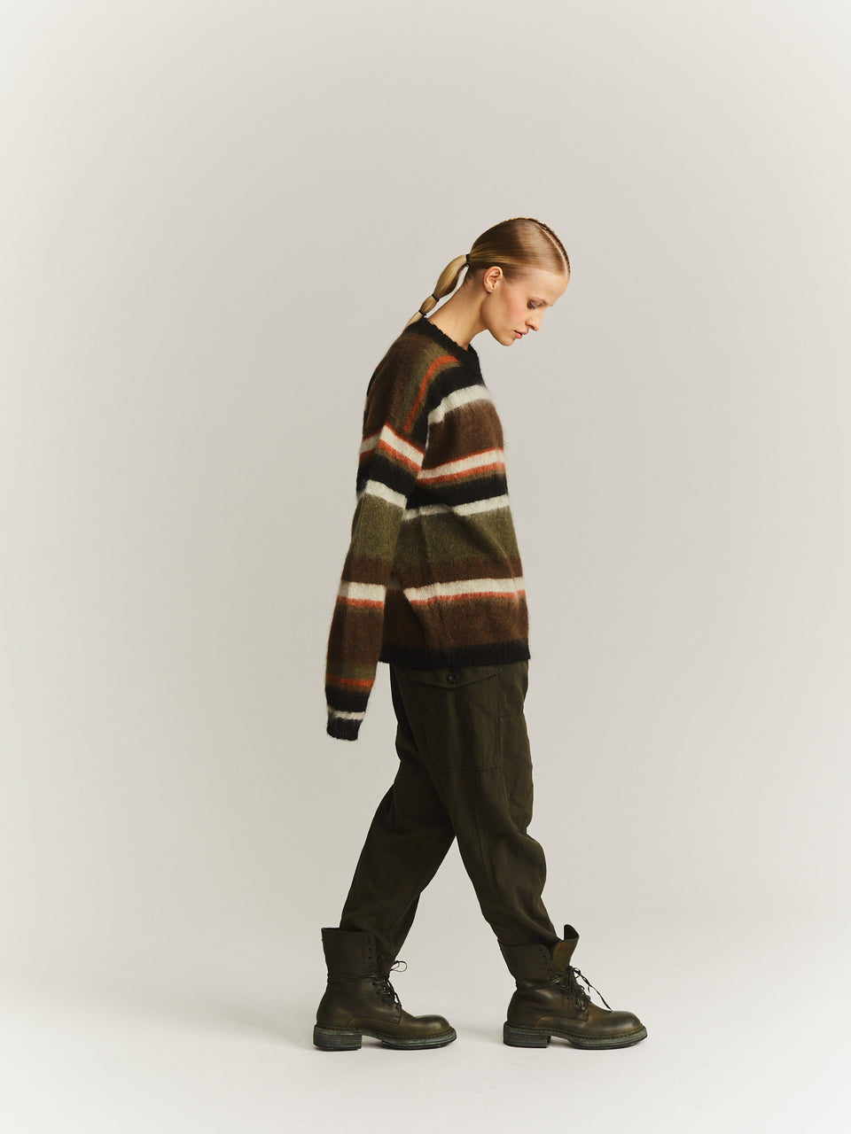 STRIPE MOHAIR JUMPER - MOSIL - KHAKI