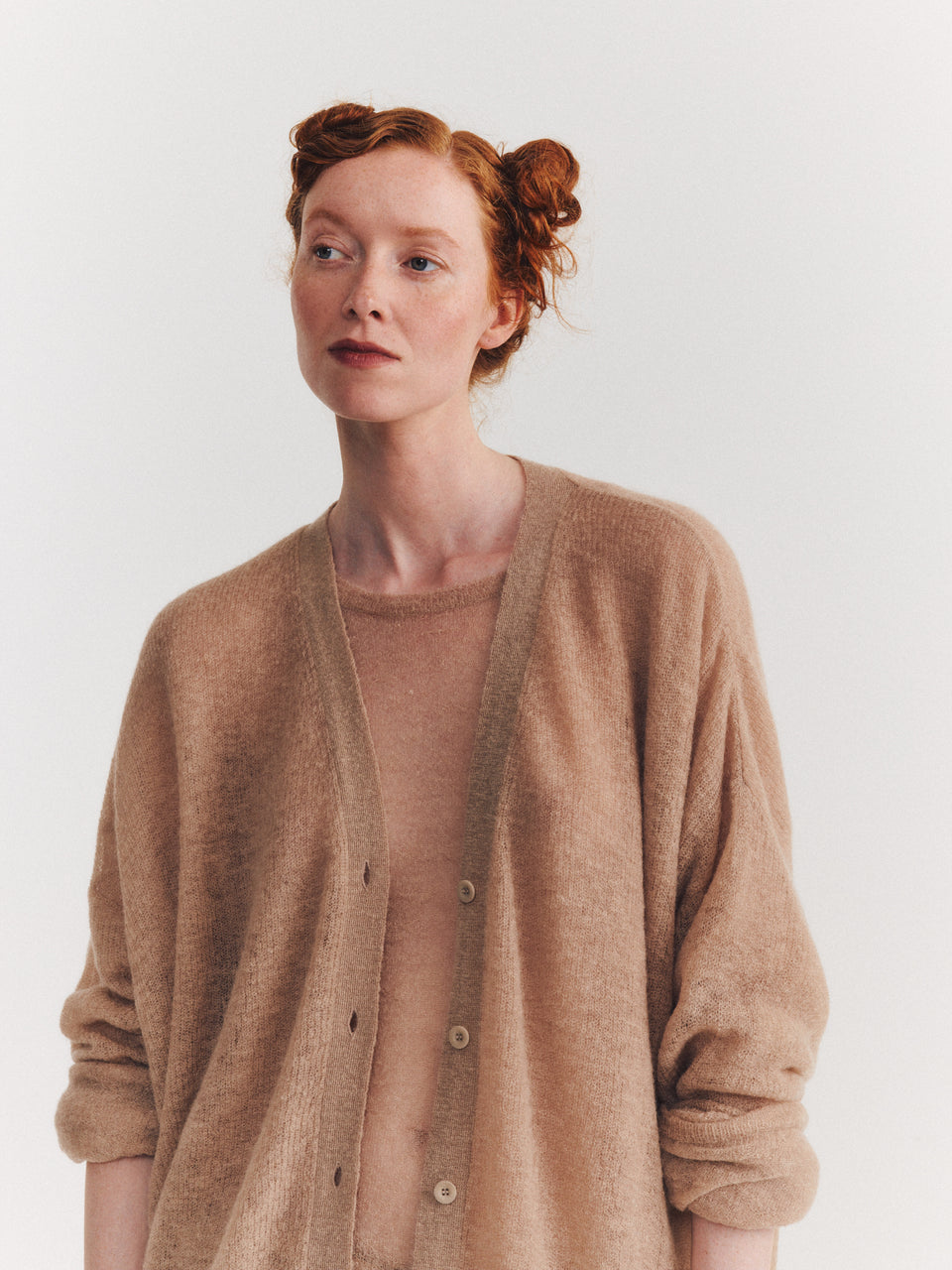 CARDIGAN - MOHAIR VOILE - JUTE