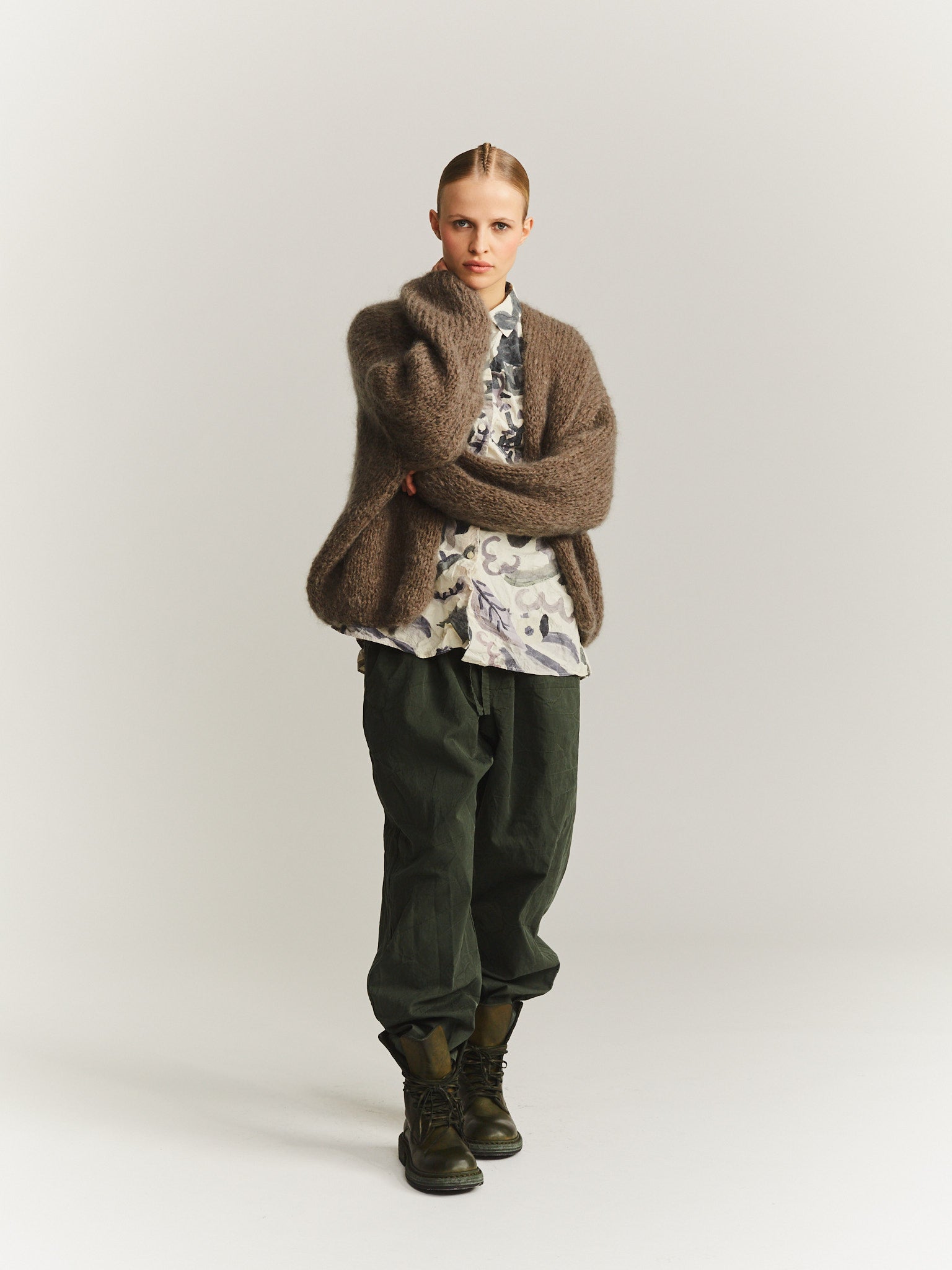 SHIRT CARDIGAN - MOHAIR - KHAKI