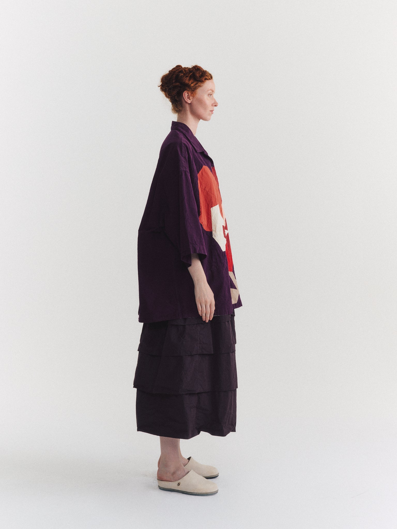 CHEMISE APRIL FLOWER EN PATCHWORK - TISSUS MÉLANGÉS - BLACKBERRY