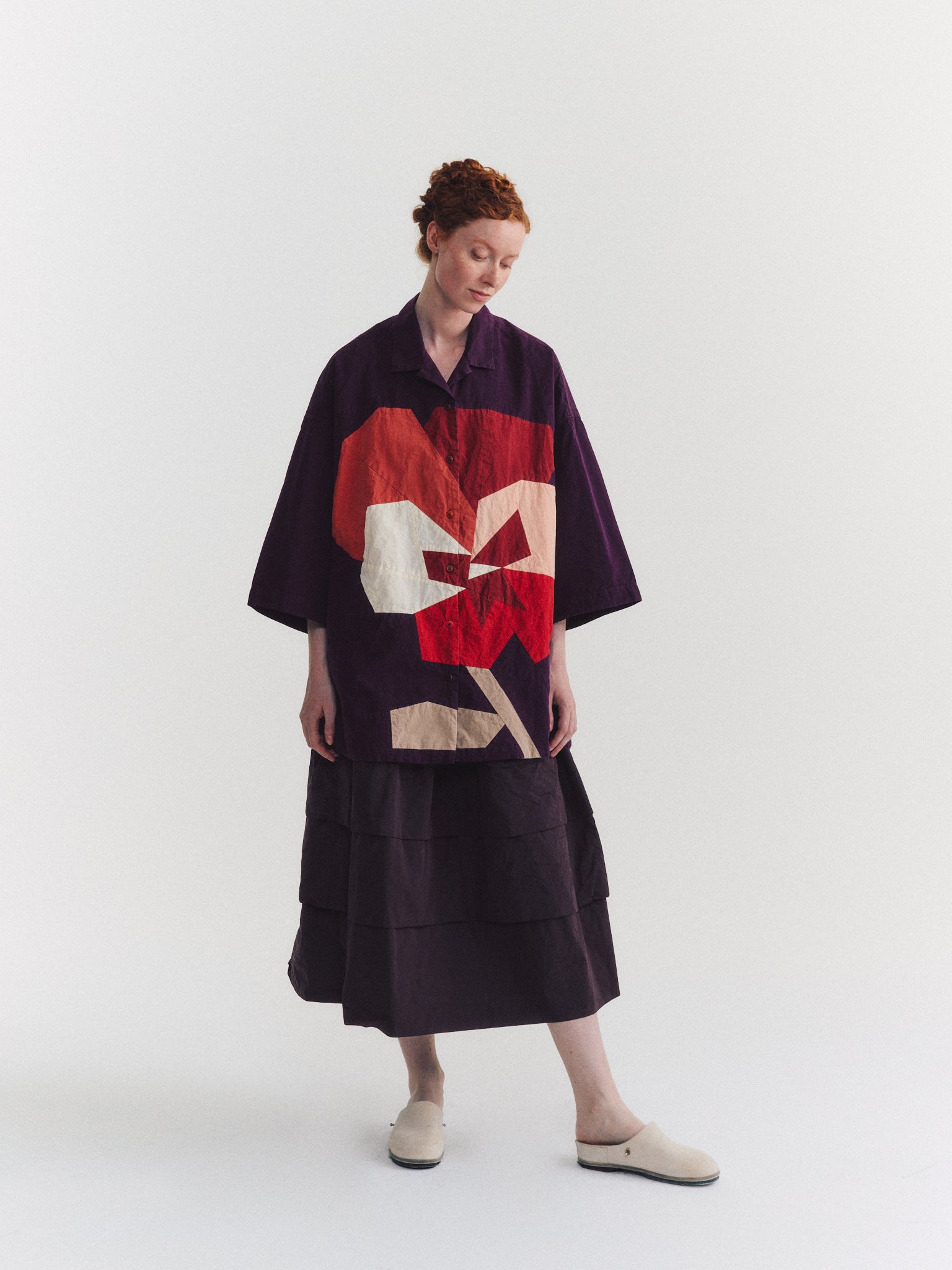 CHEMISE APRIL FLOWER EN PATCHWORK - TISSUS MÉLANGÉS - BLACKBERRY