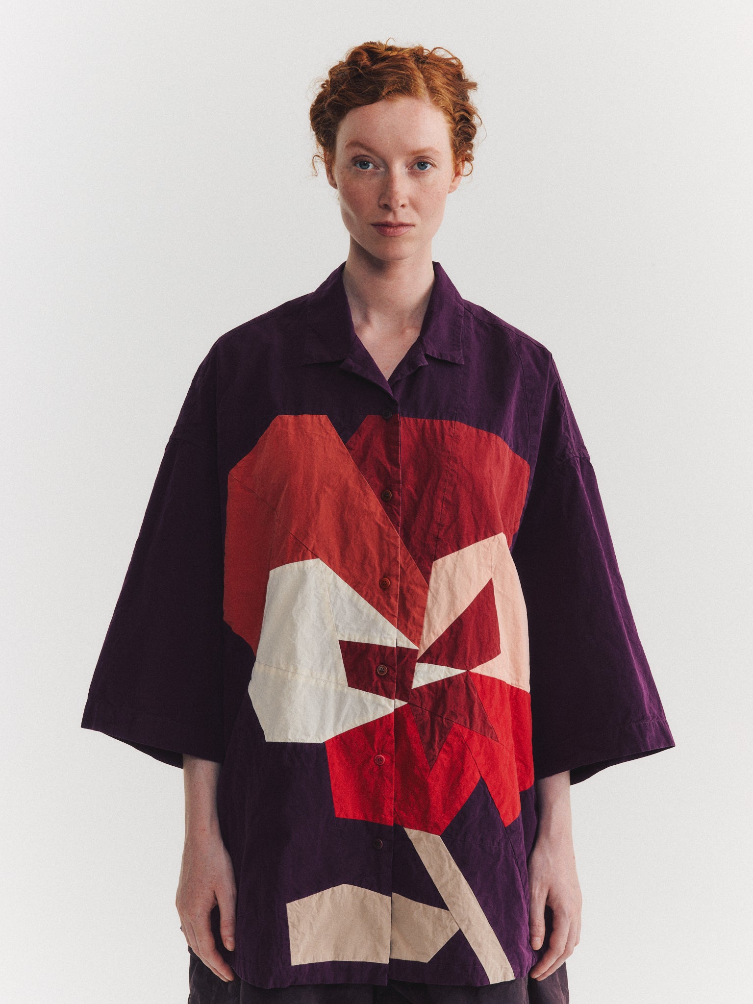 CHEMISE APRIL FLOWER EN PATCHWORK - TISSUS MÉLANGÉS - BLACKBERRY