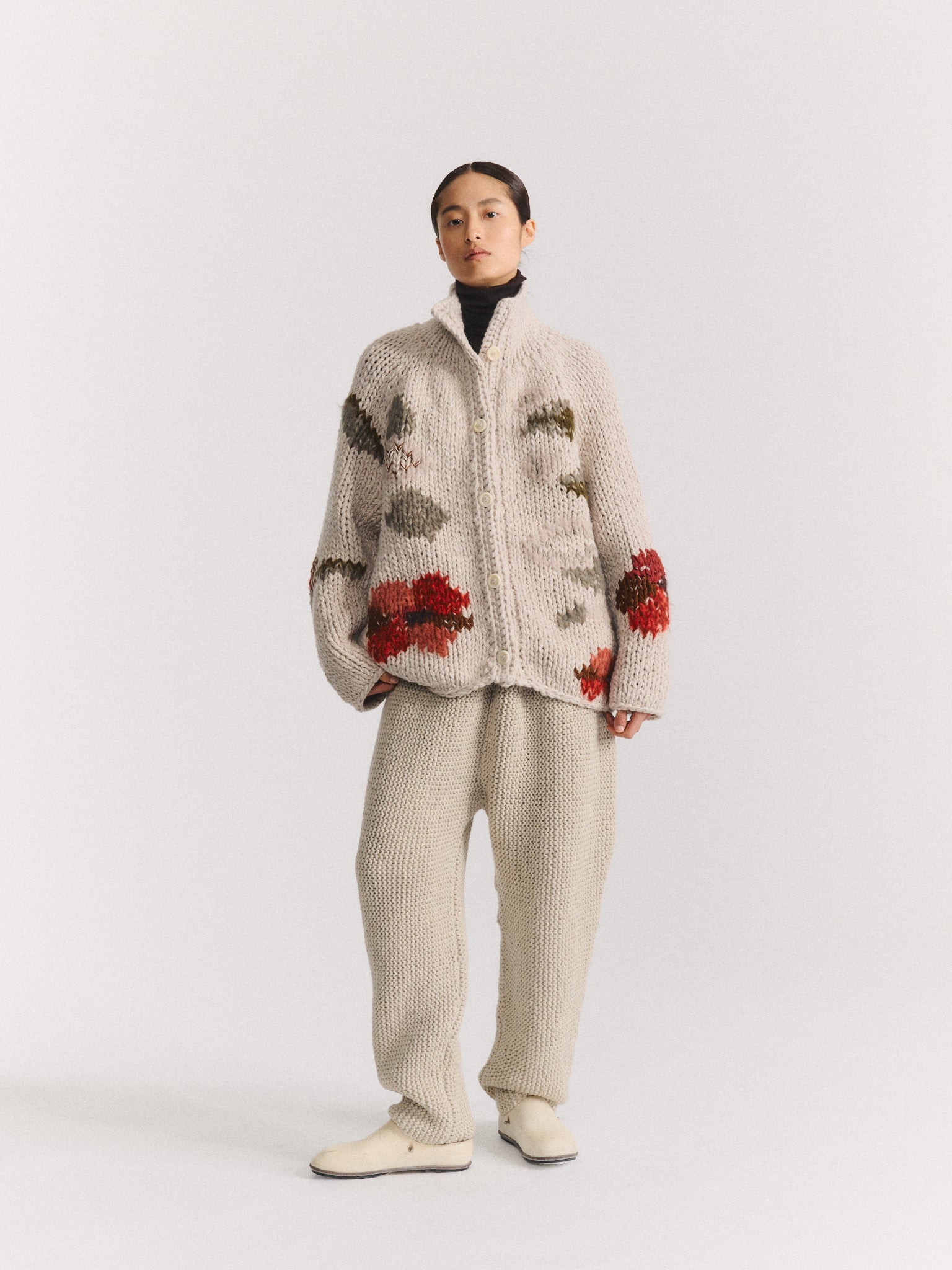 FLORA CARDIGAN - CHUNKY - LIGHT GREY