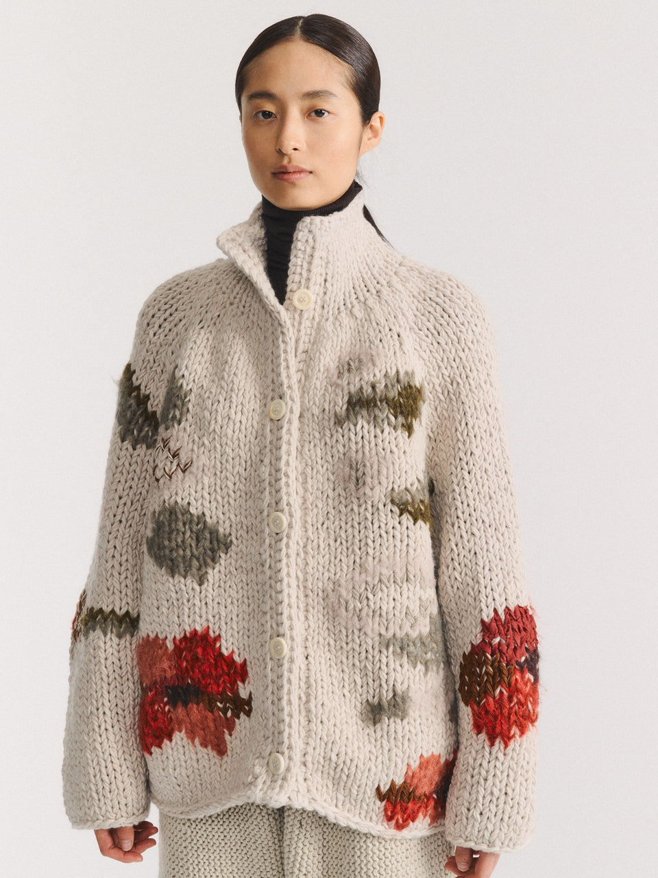 FLORA CARDIGAN - CHUNKY - LIGHT GREY