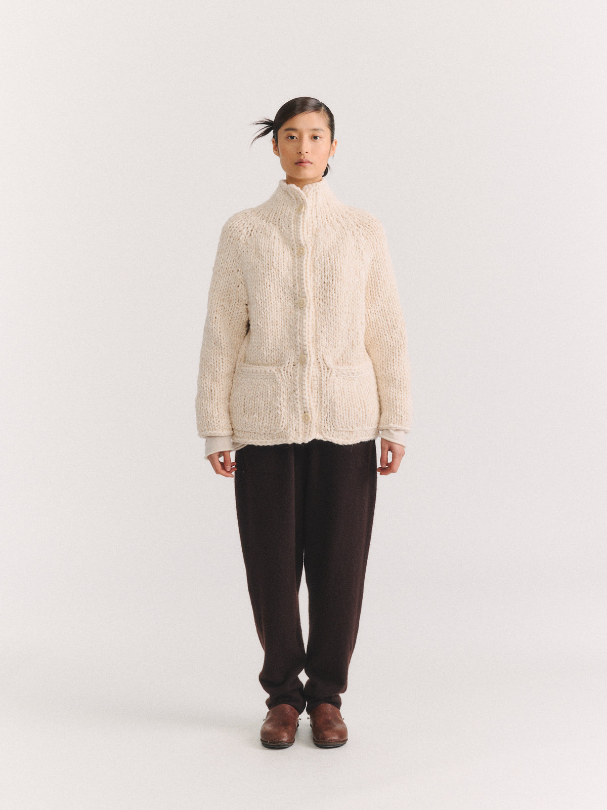 CAMILLE CARDIGAN -SOFTY MARLED - ECRU/ECRU