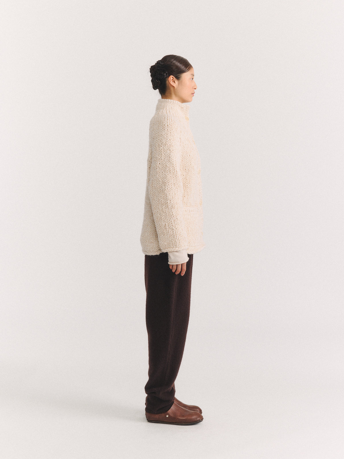 CAMILLE CARDIGAN -SOFTY MARLED - ECRU/ECRU