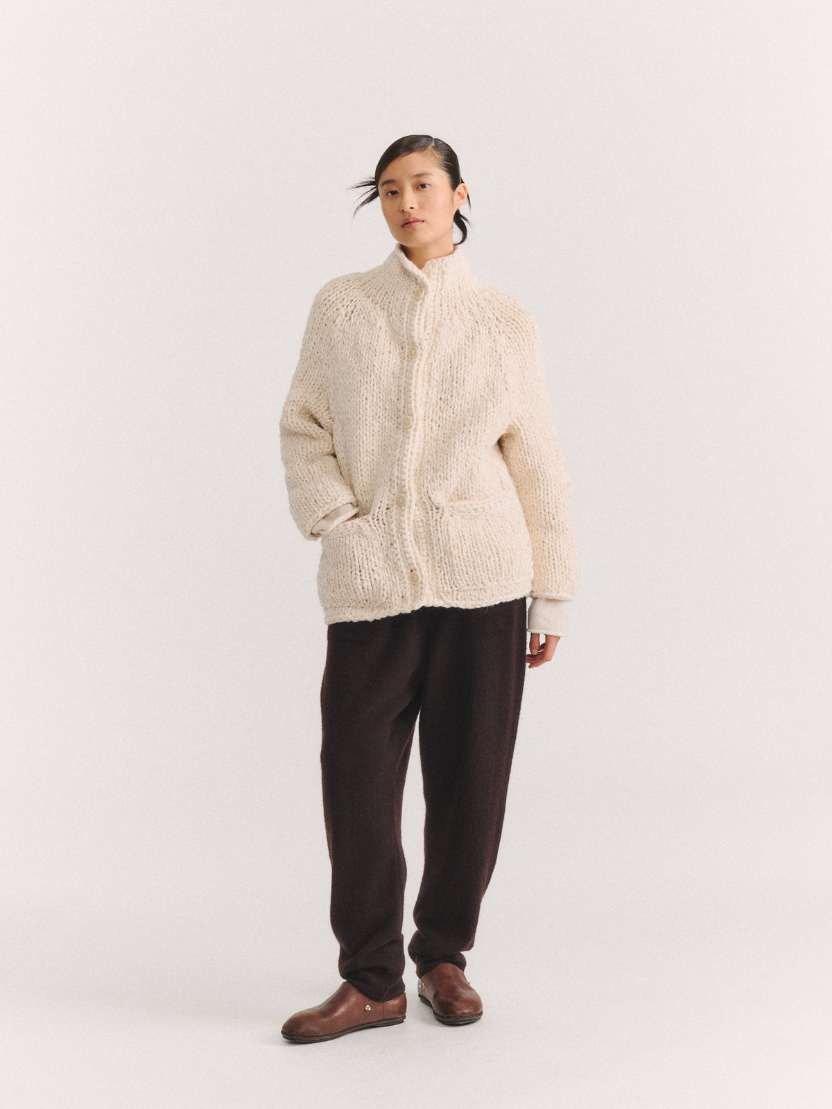 CAMILLE CARDIGAN -SOFTY MARLED - ECRU/ECRU