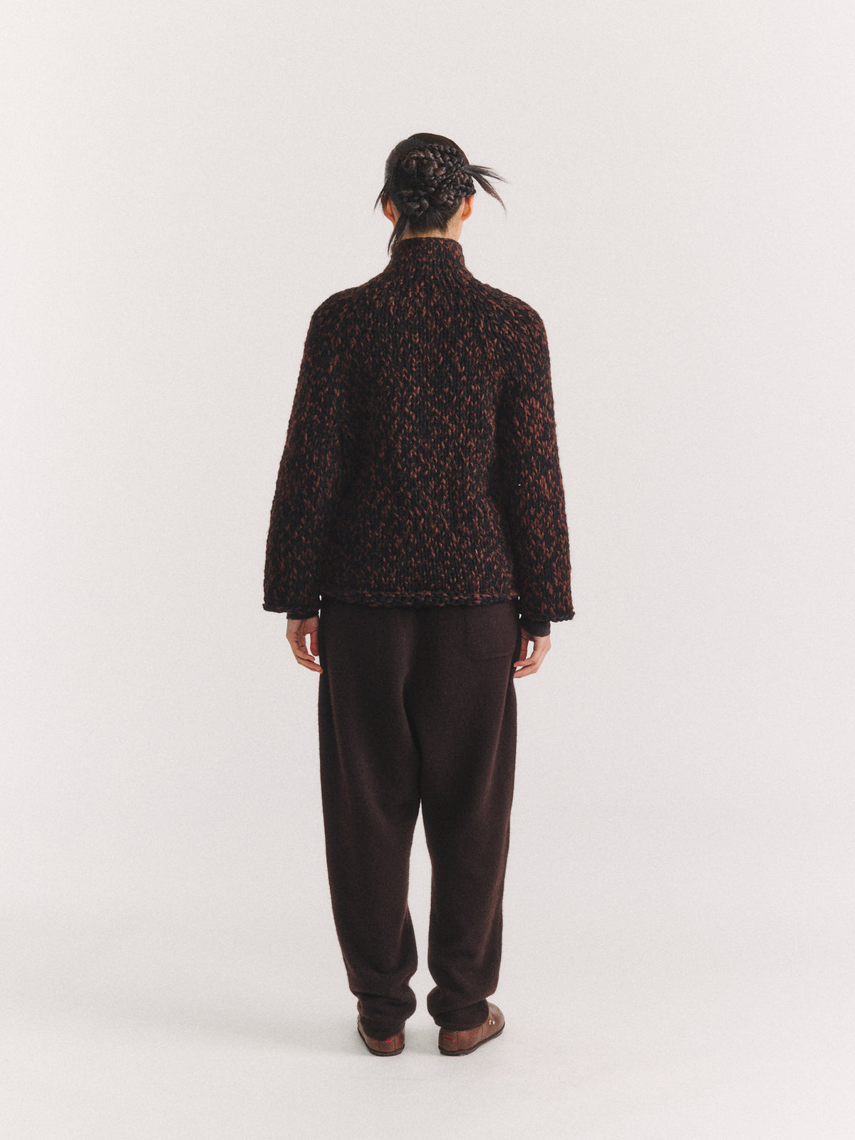 CAMILLE CARDIGAN - SOFTY MARLED - BLACK/BROWN
