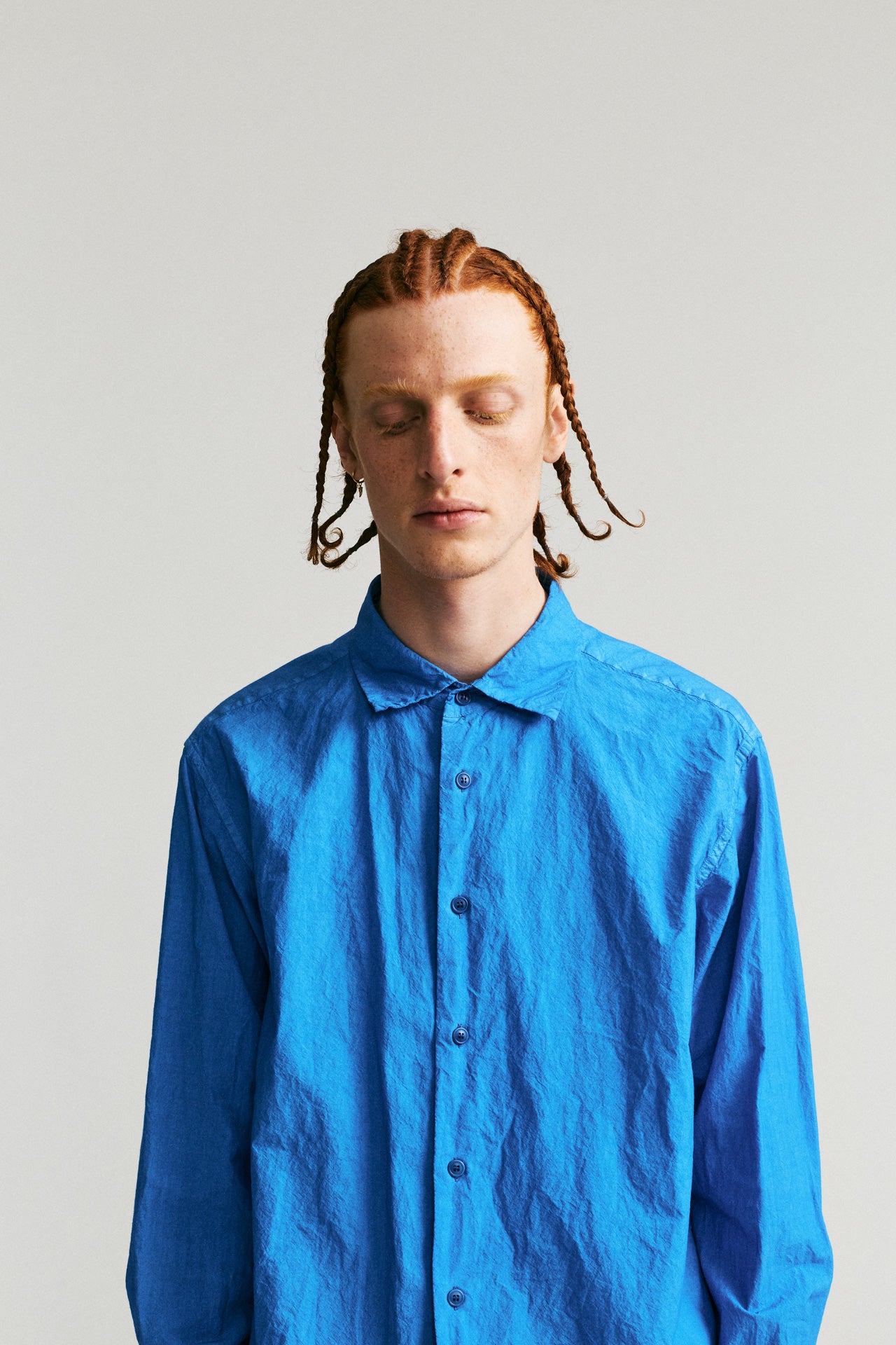 DOUBLE DYED BIG RACCOURCIE SHIRT - LCOT - AZUR