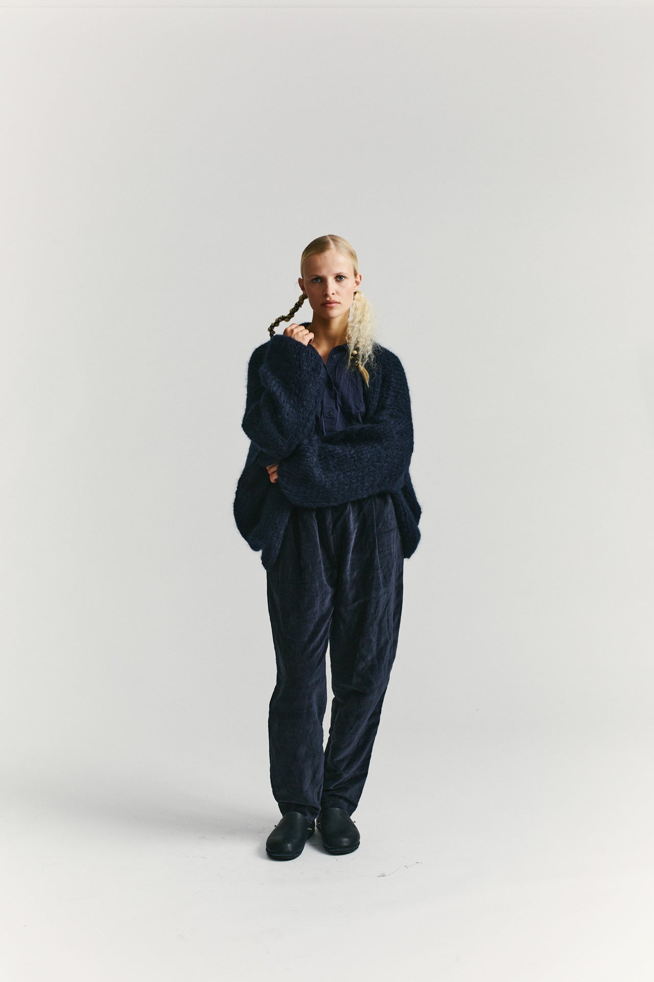 SHORT CARDIGAN - MOHAIR - NAVY