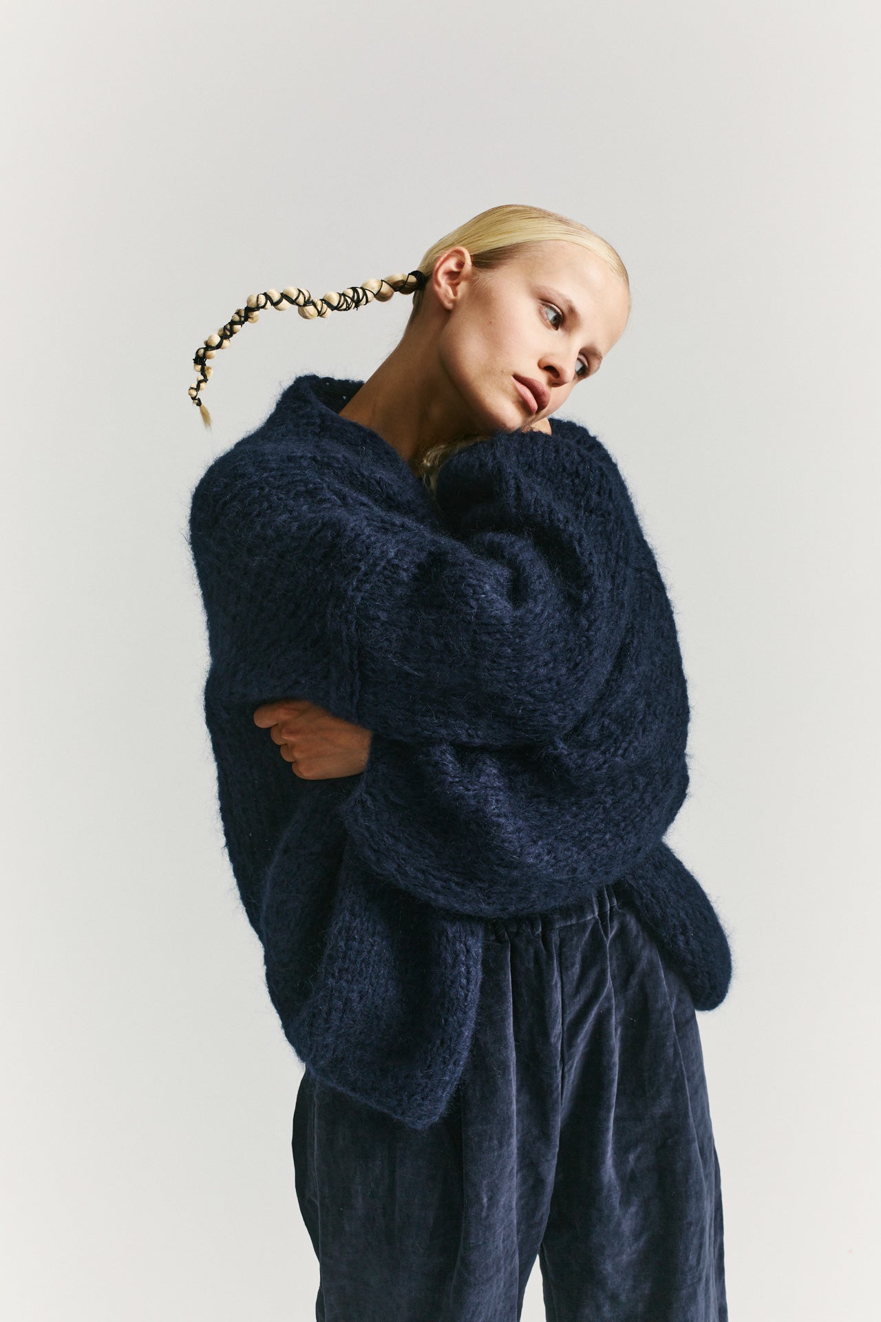 SHORT CARDIGAN - MOHAIR - NAVY