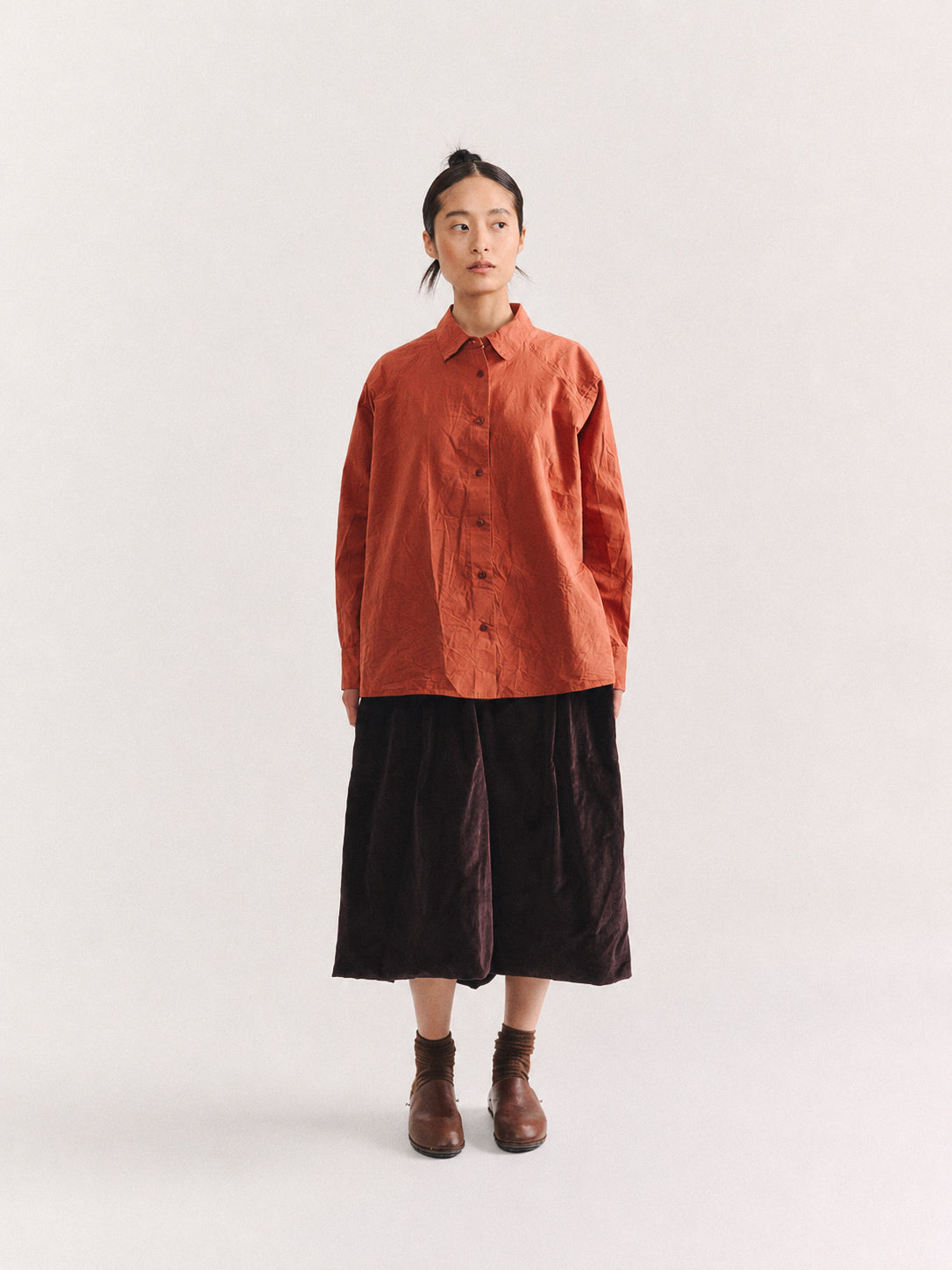 DRAYS TRAVAIL SHIRT - PAPER COT - BRICK