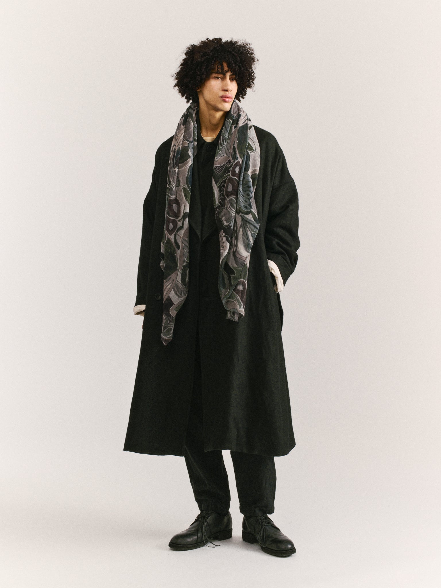 SQUARE SCARF - WOOL CASH - GREYS