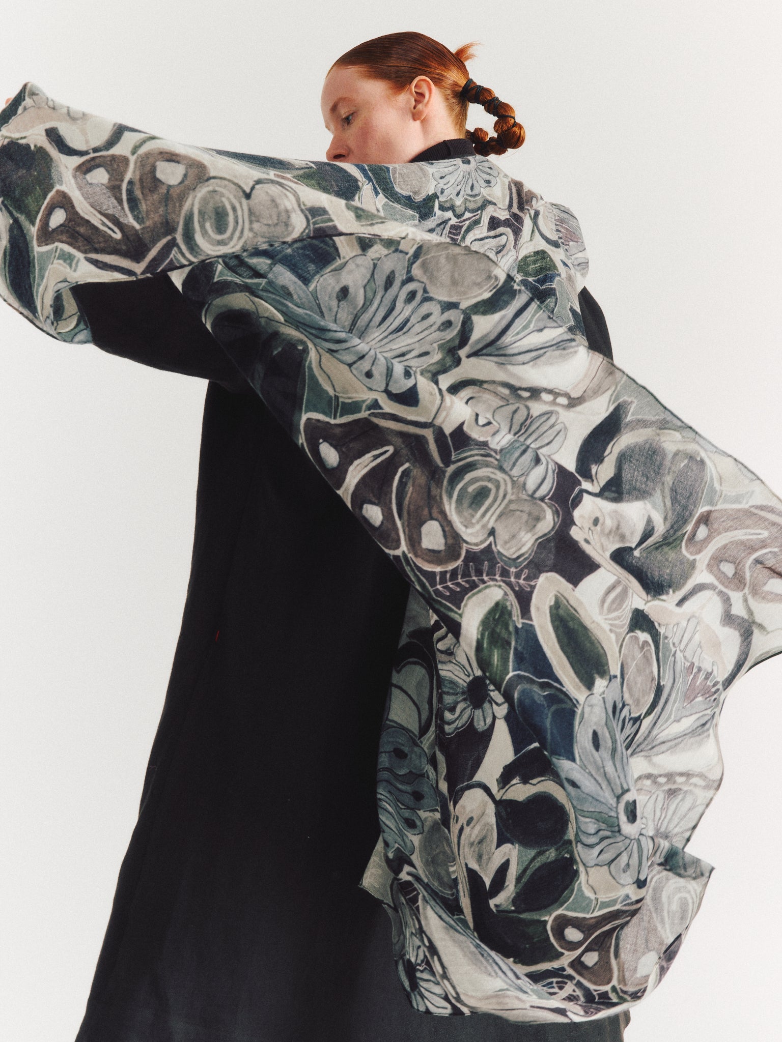 LONG SCARF - CASH SILK - GREYS