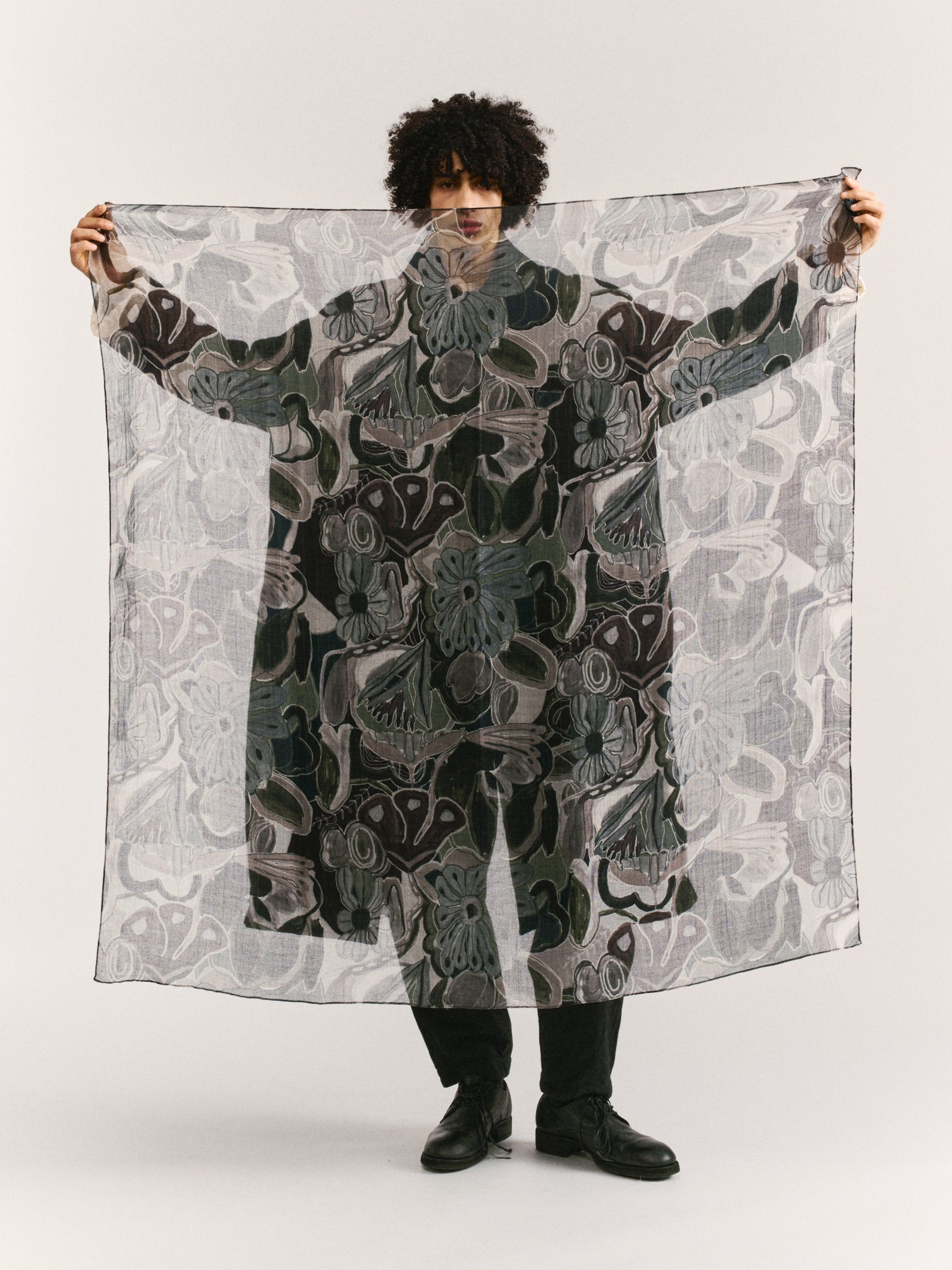 SQUARE SCARF - WOOL CASH - GREYS