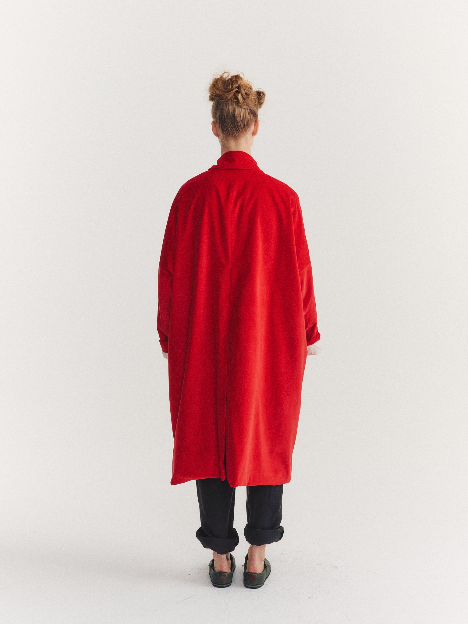 MANTEAU BIG BLOBBY - VELOURS - ROUGE