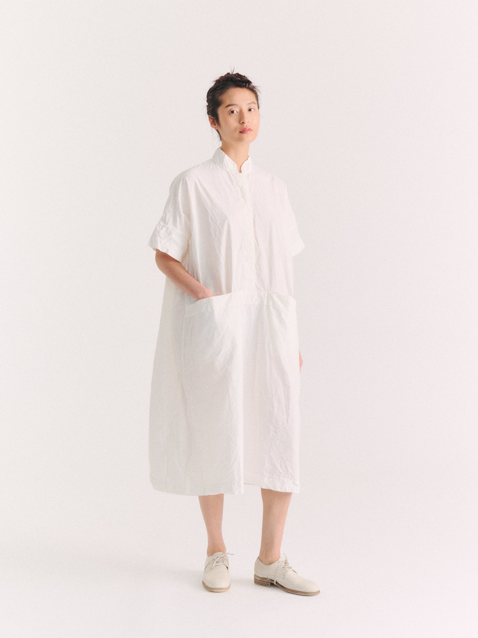 TEED DRESS - PAPER - WHITE