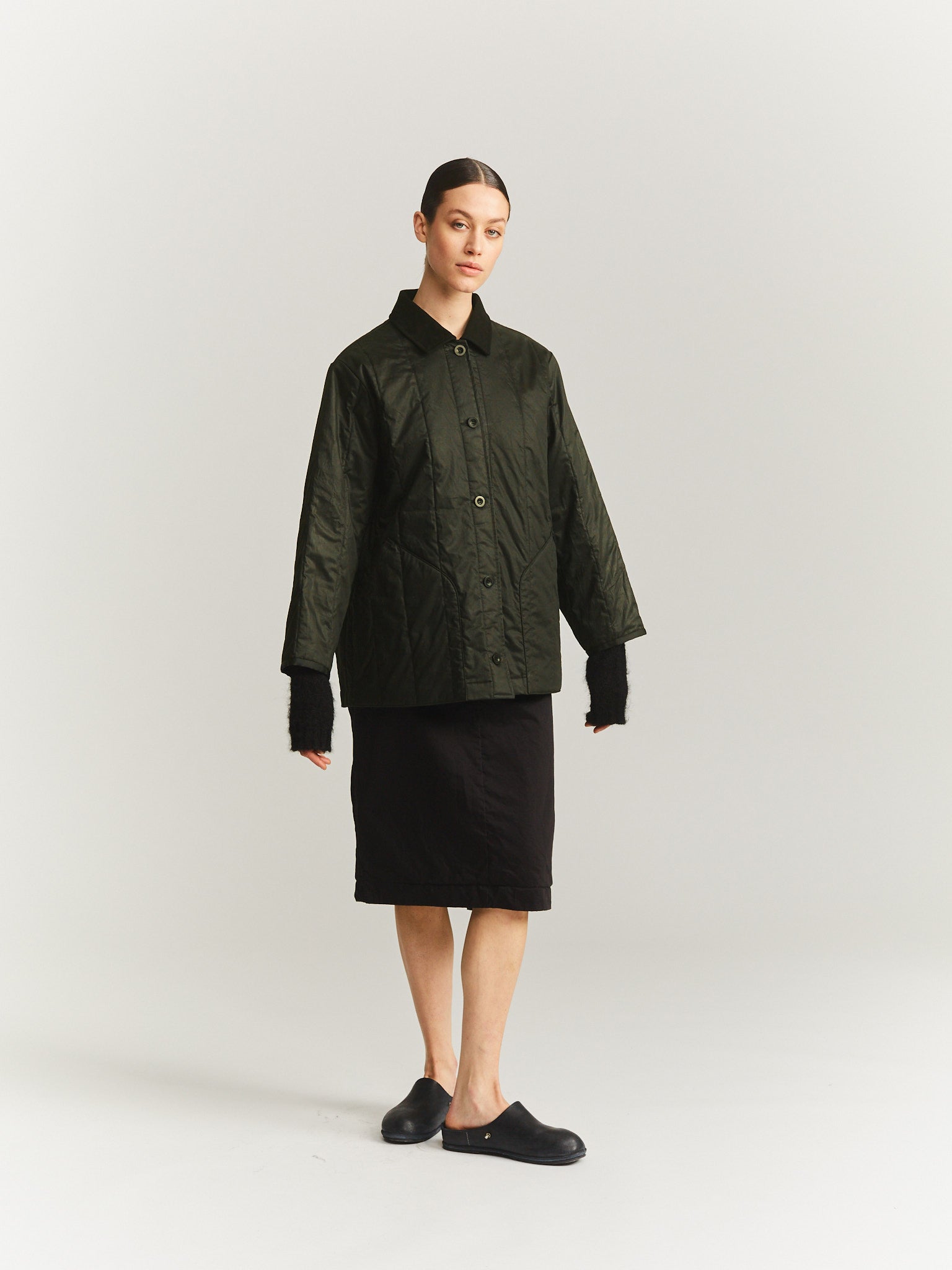 IKLA JACKET  - LACQED - DARK KHAKI