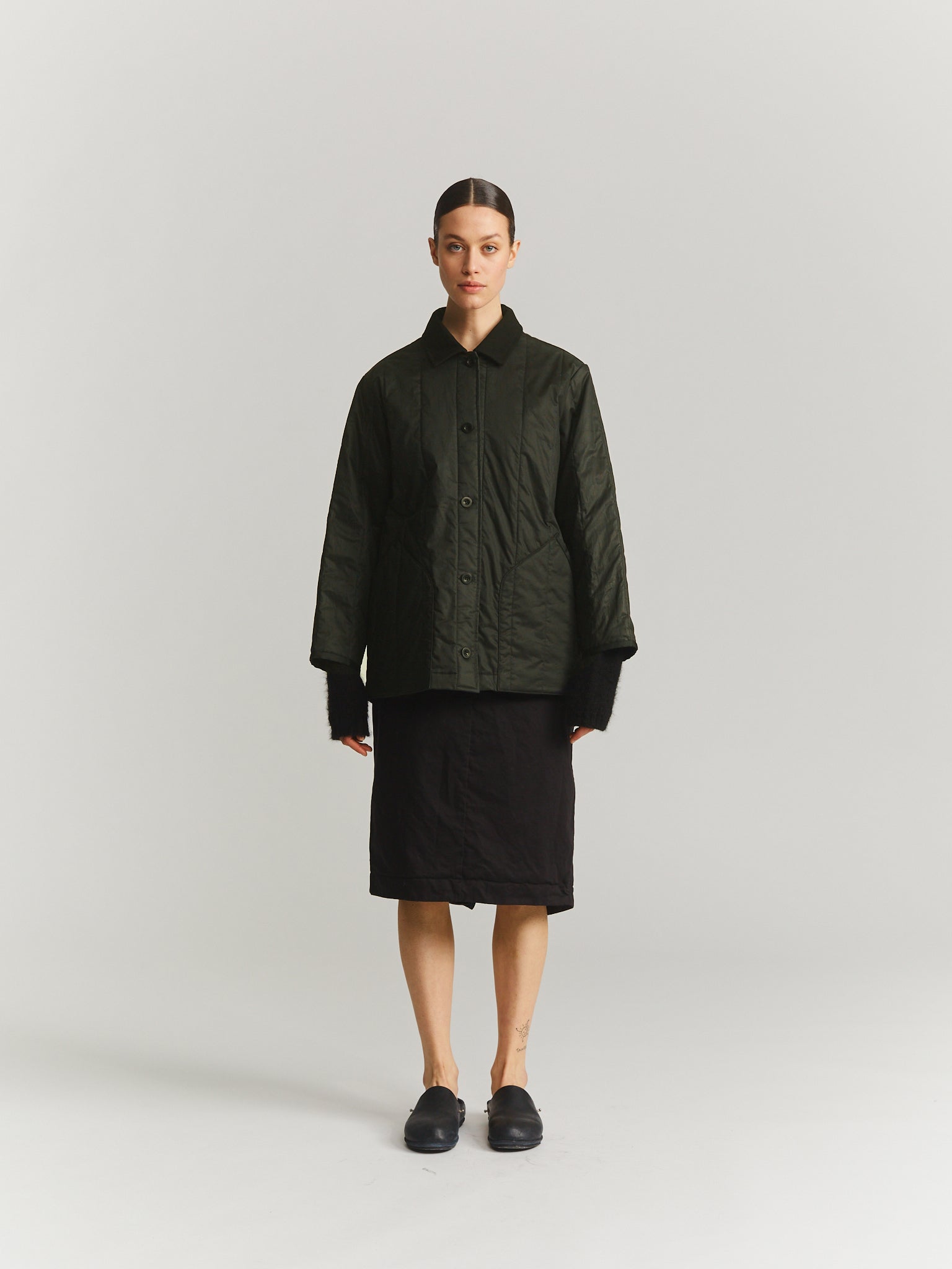 IKLA JACKET  - LACQED - DARK KHAKI