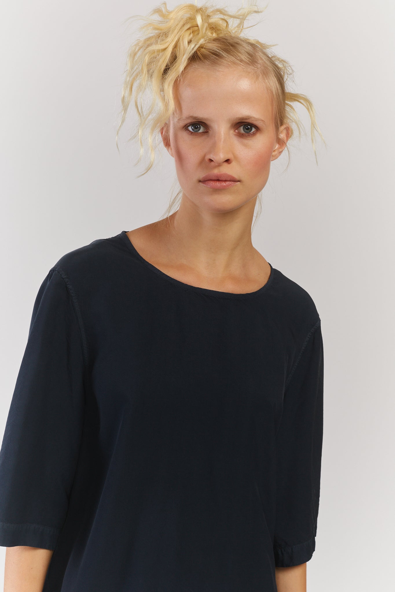 SIMPLE TOP - CUPRO - NAVY