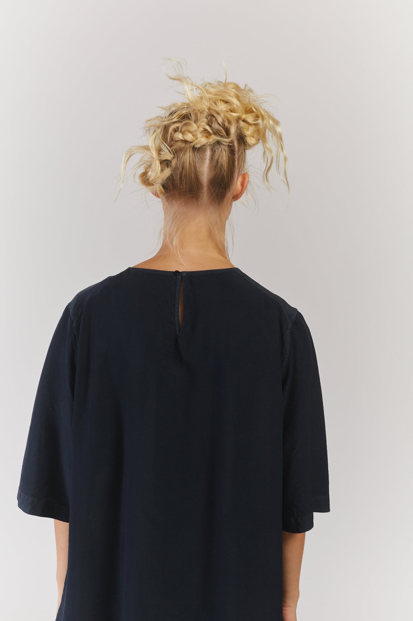 SIMPLE TOP - CUPRO - NAVY
