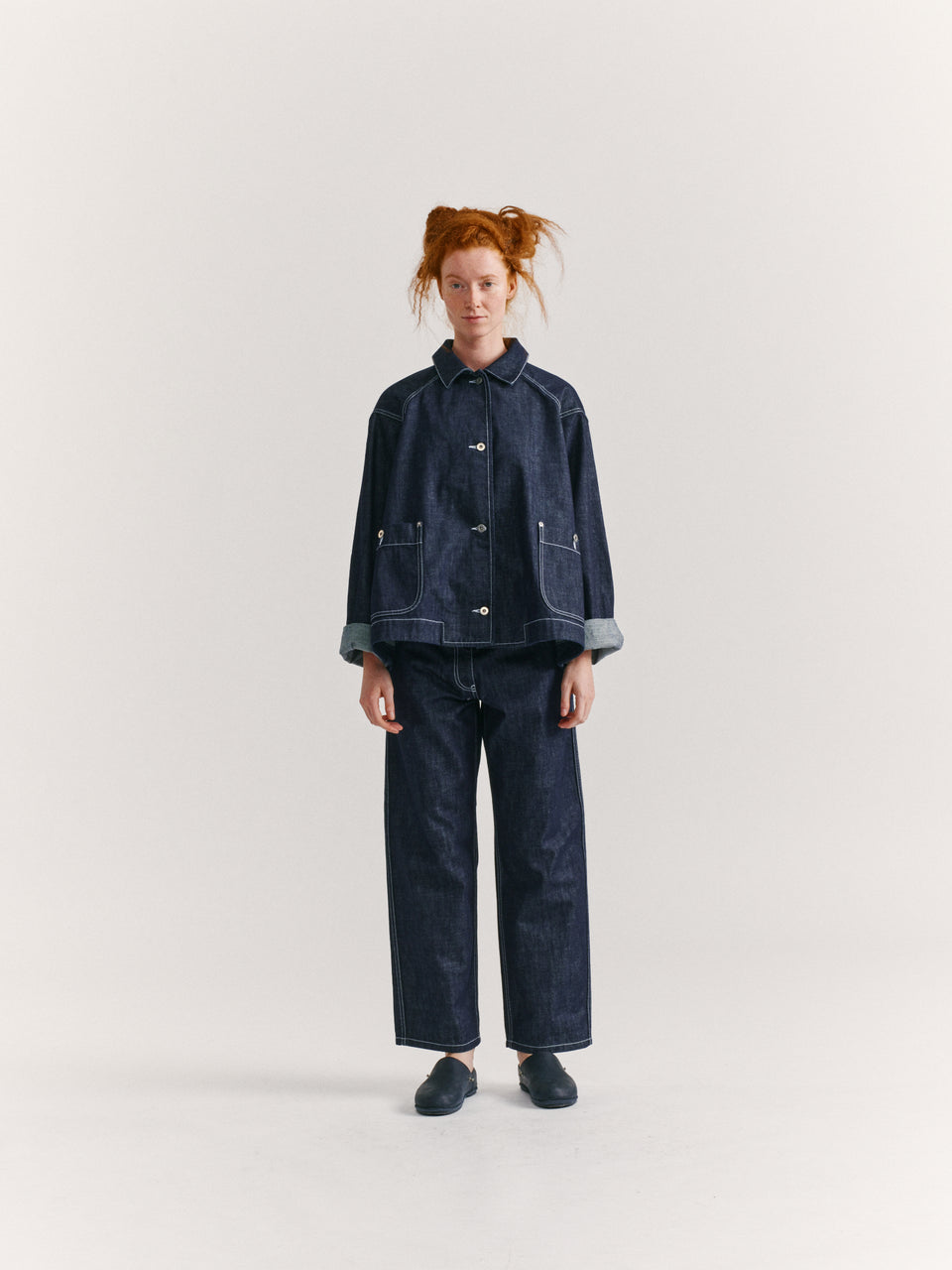 DRAYS TRAVAIL JACKET - RAW DENIM - INDIGO