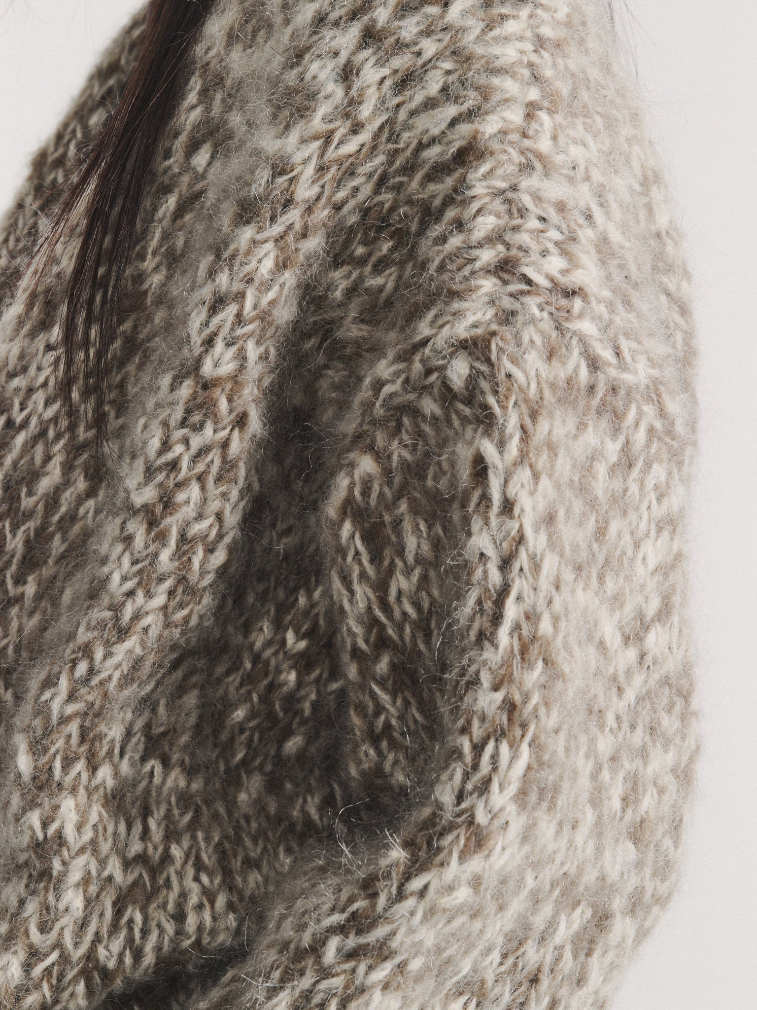 SHORT CARDIGAN - KHAKI/PORCELAIN