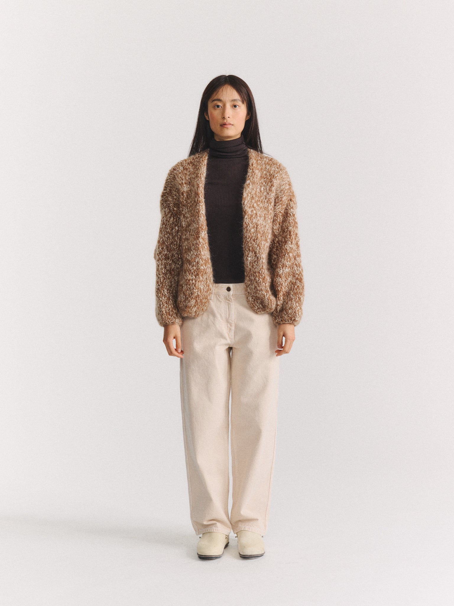 SHORT CARDIGAN - GINGER/PORCELAIN