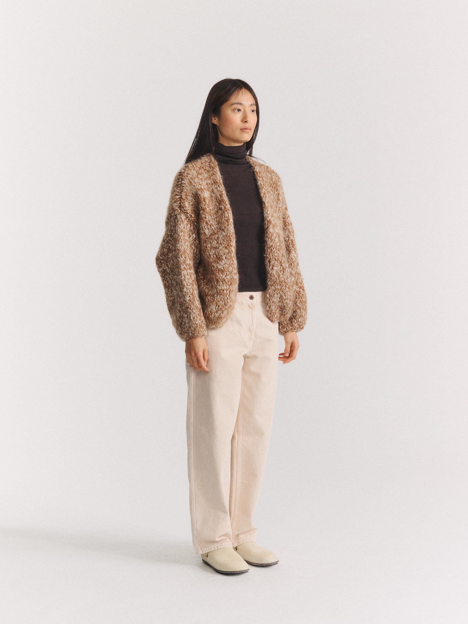 SHORT CARDIGAN - GINGER/PORCELAIN