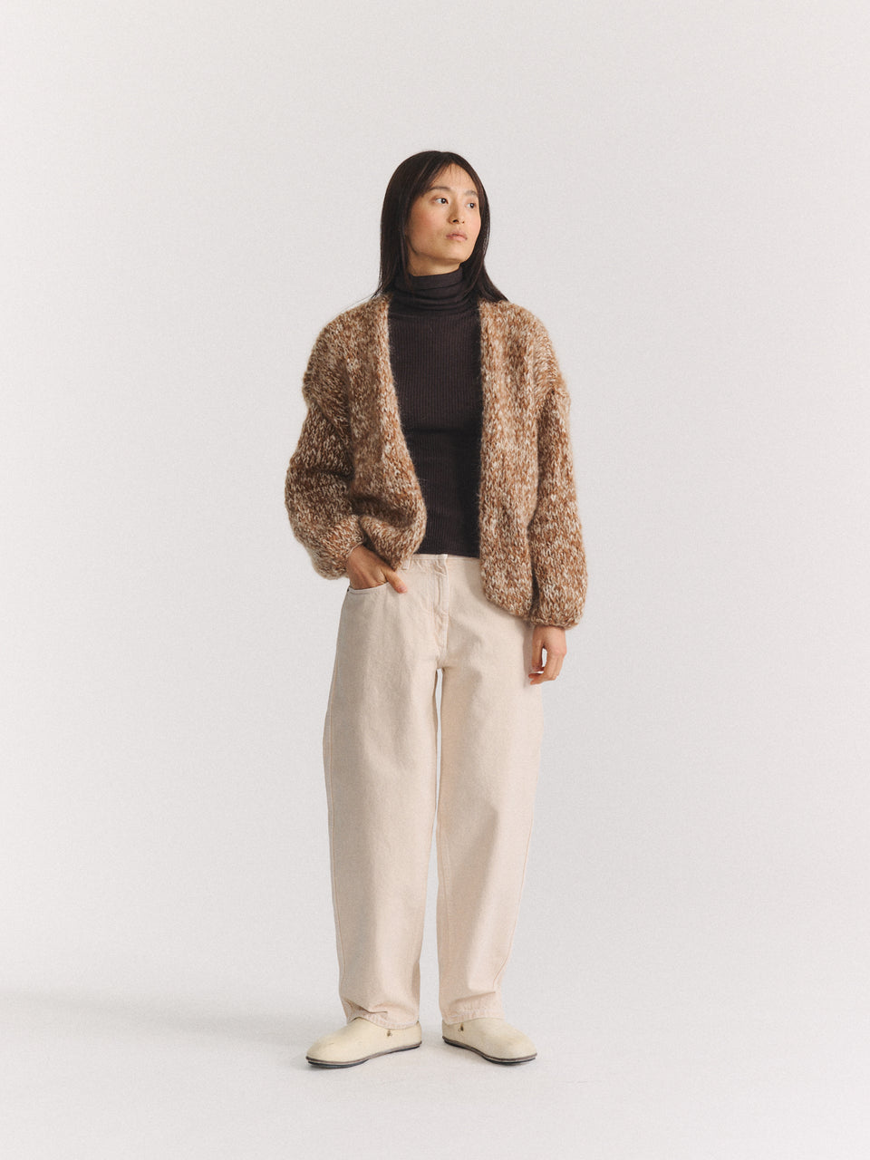 SHORT CARDIGAN - GINGER/PORCELAIN