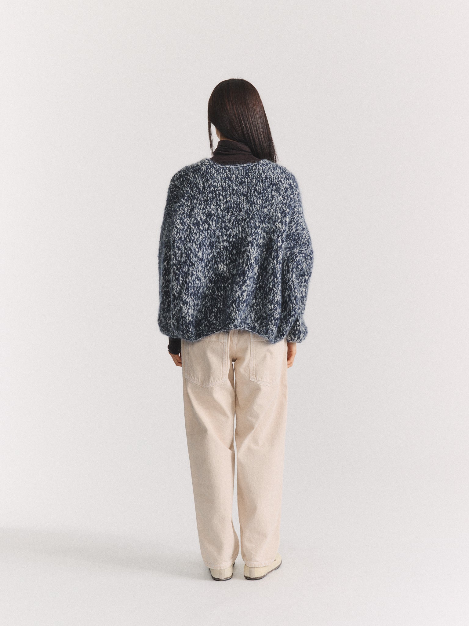 SHORT CARDIGAN - NAVY/PORCELAIN