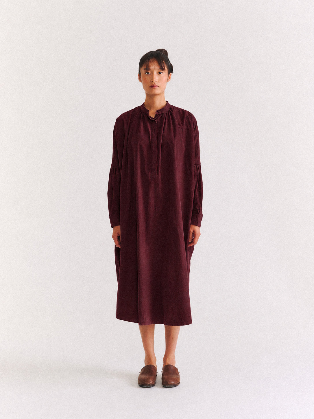 1901 DRESS - PIN CORD - BURGUNDY