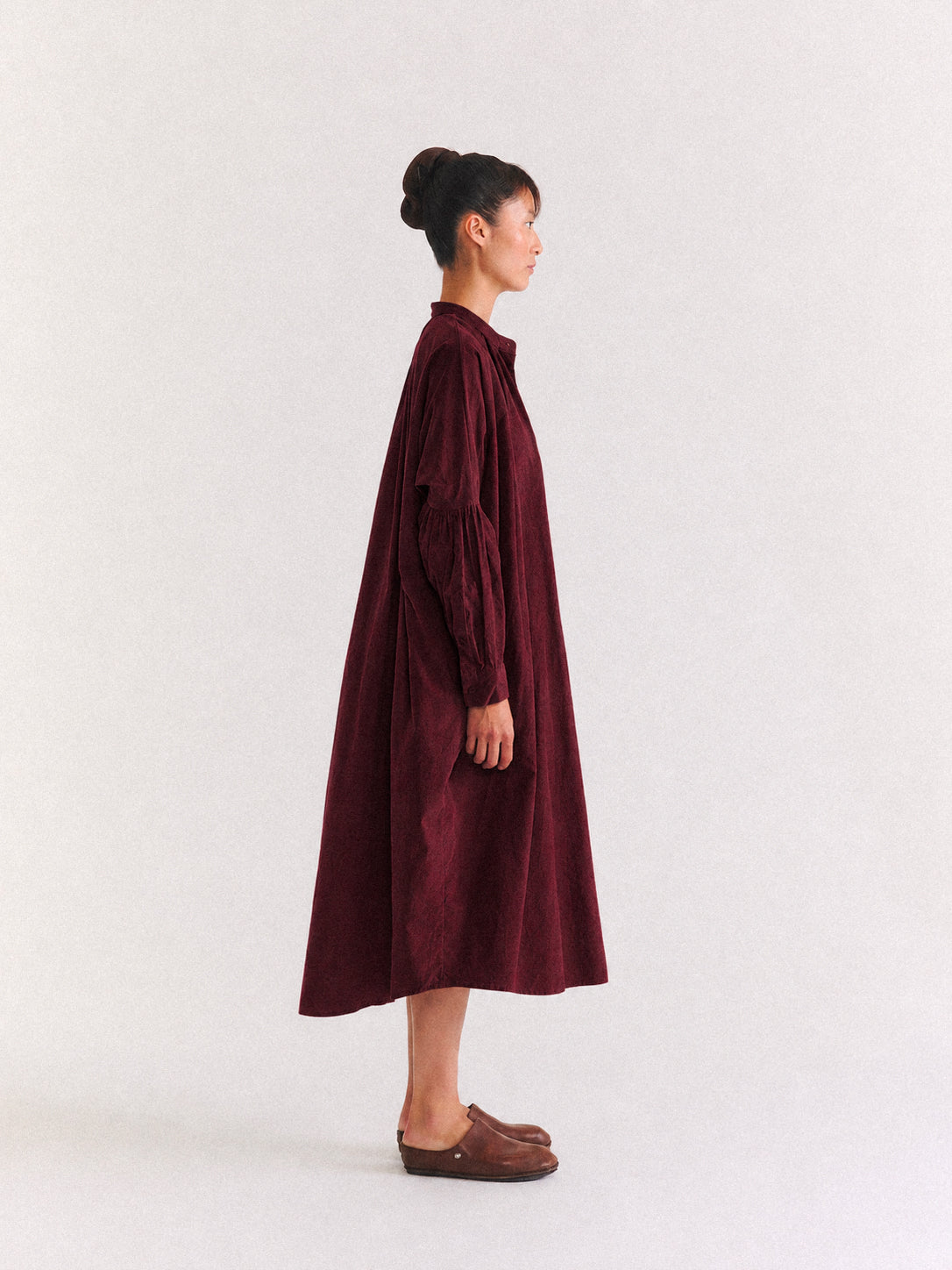 1901 DRESS - PIN CORD - BURGUNDY