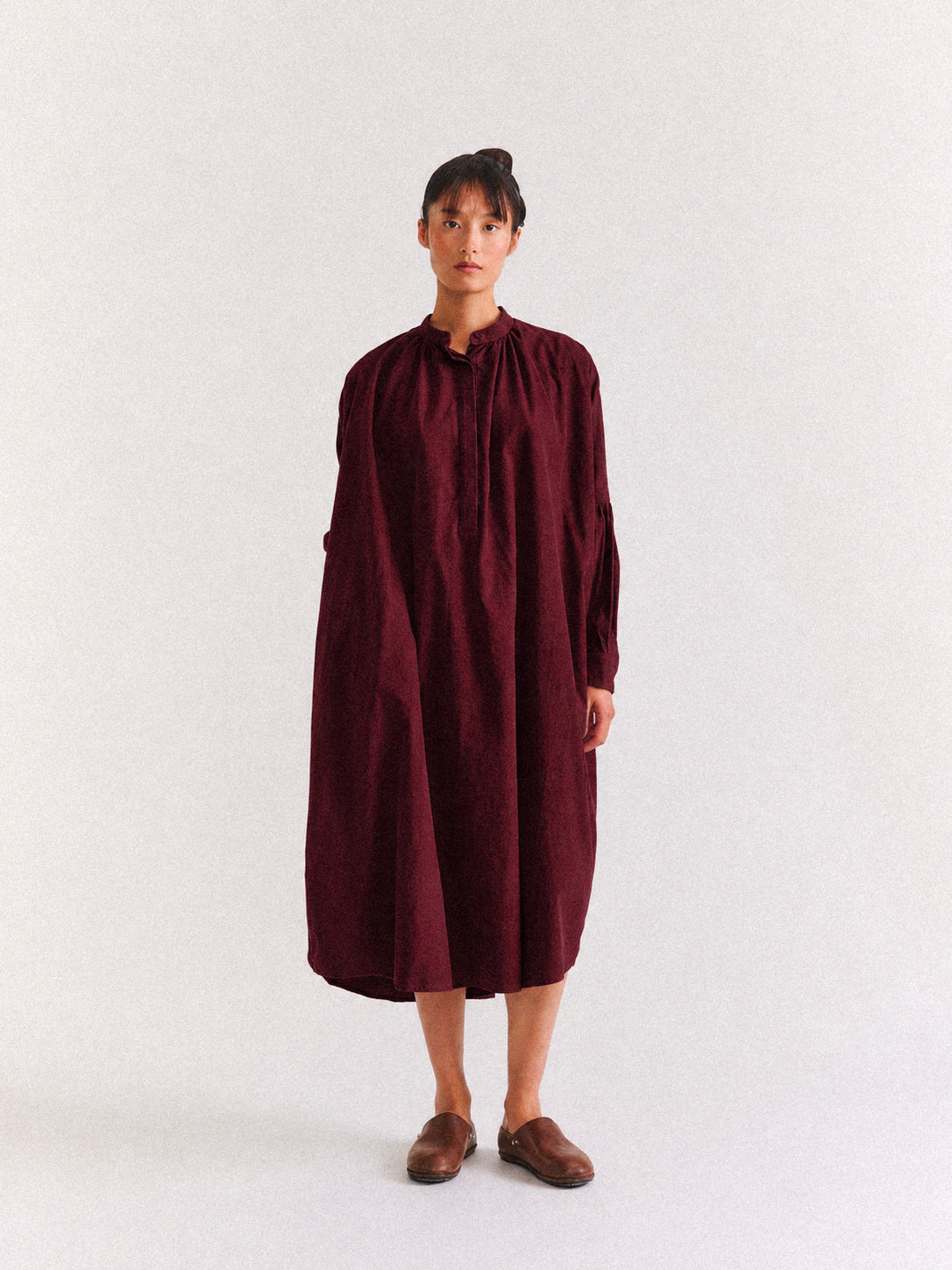 1901 DRESS - PIN CORD - BURGUNDY