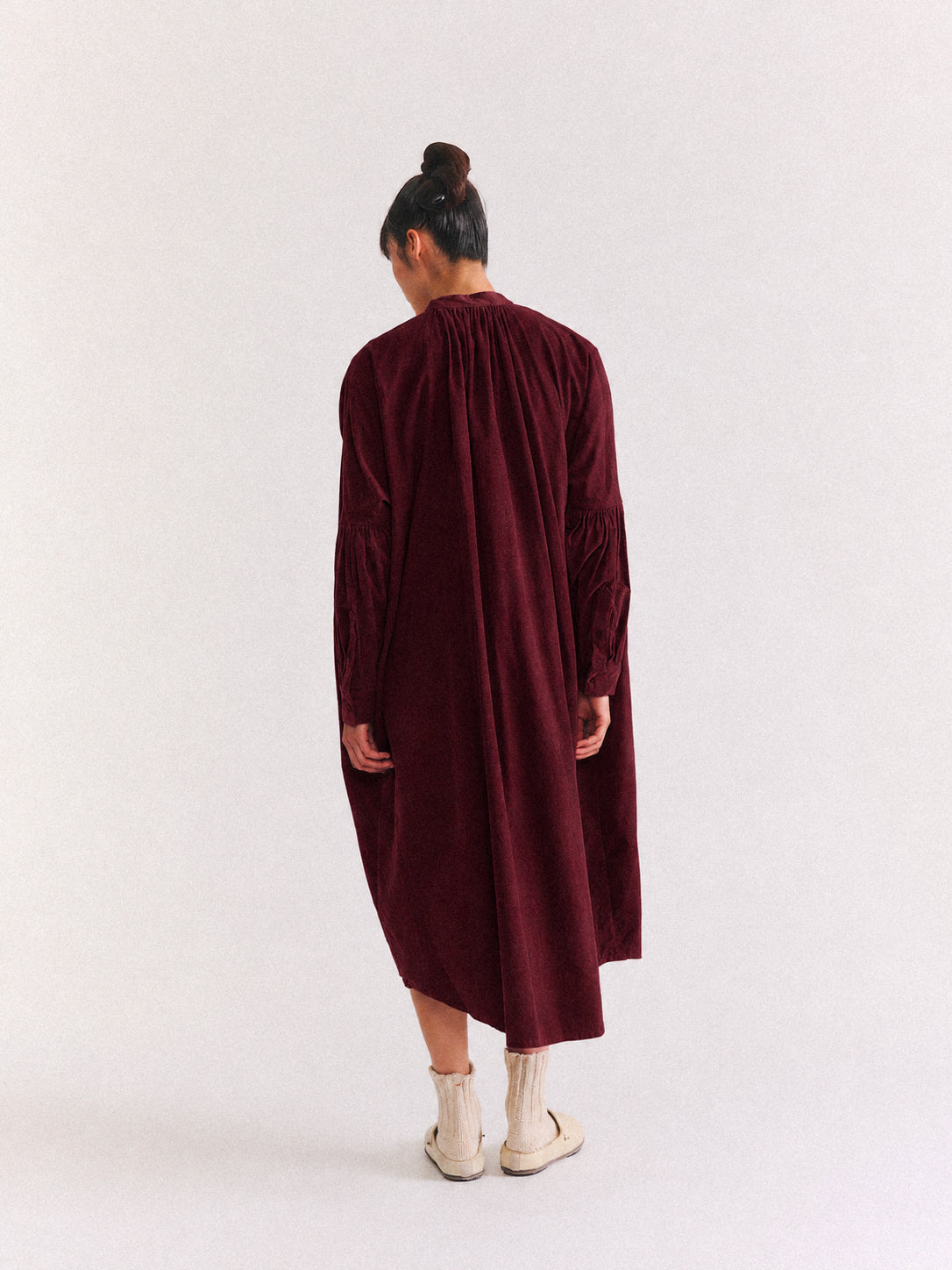1901 DRESS - PIN CORD - BURGUNDY