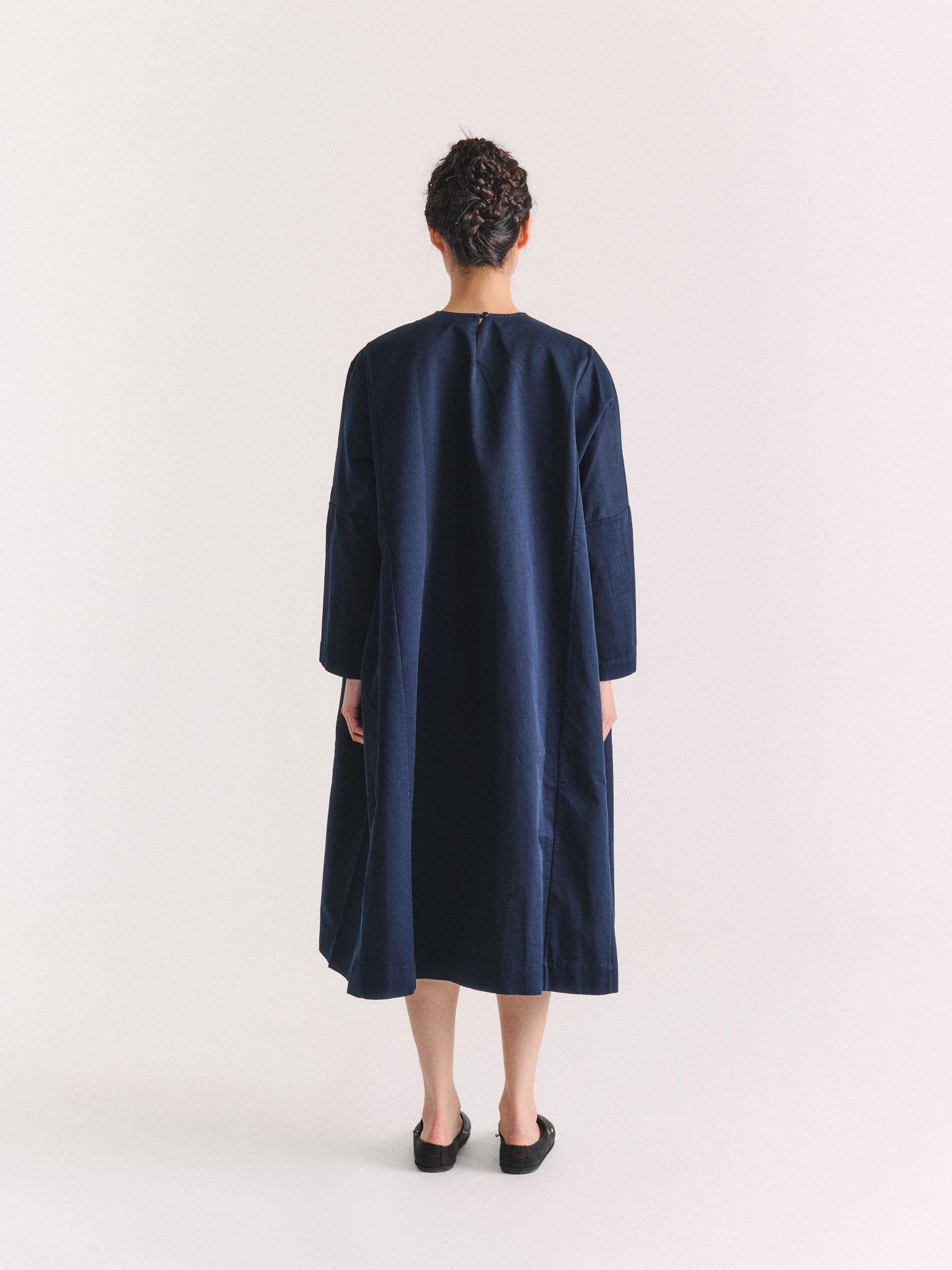 PYJ ROUCH DRESS - TWILL - NAVY