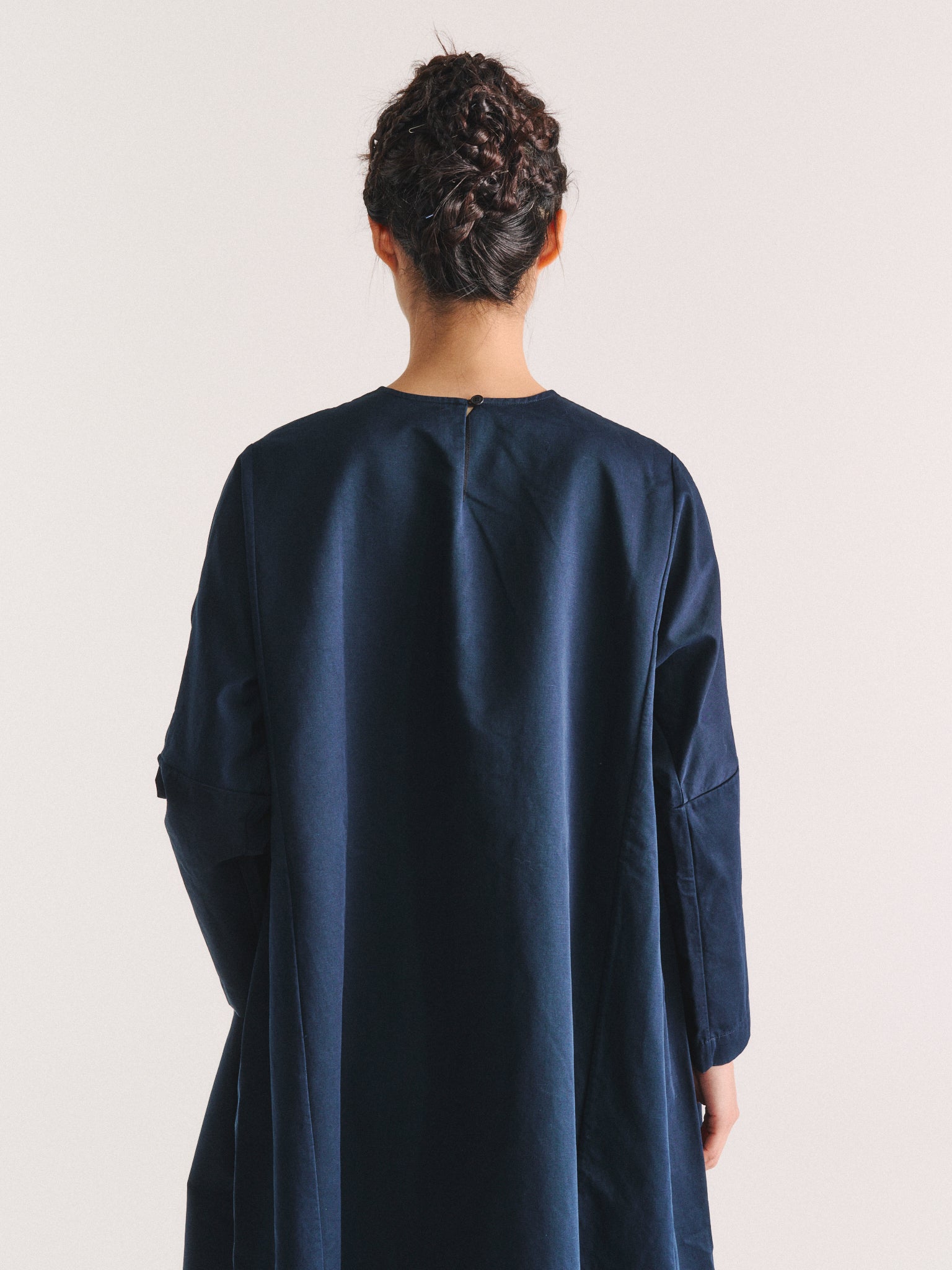 PYJ ROUCH DRESS - TWILL - NAVY